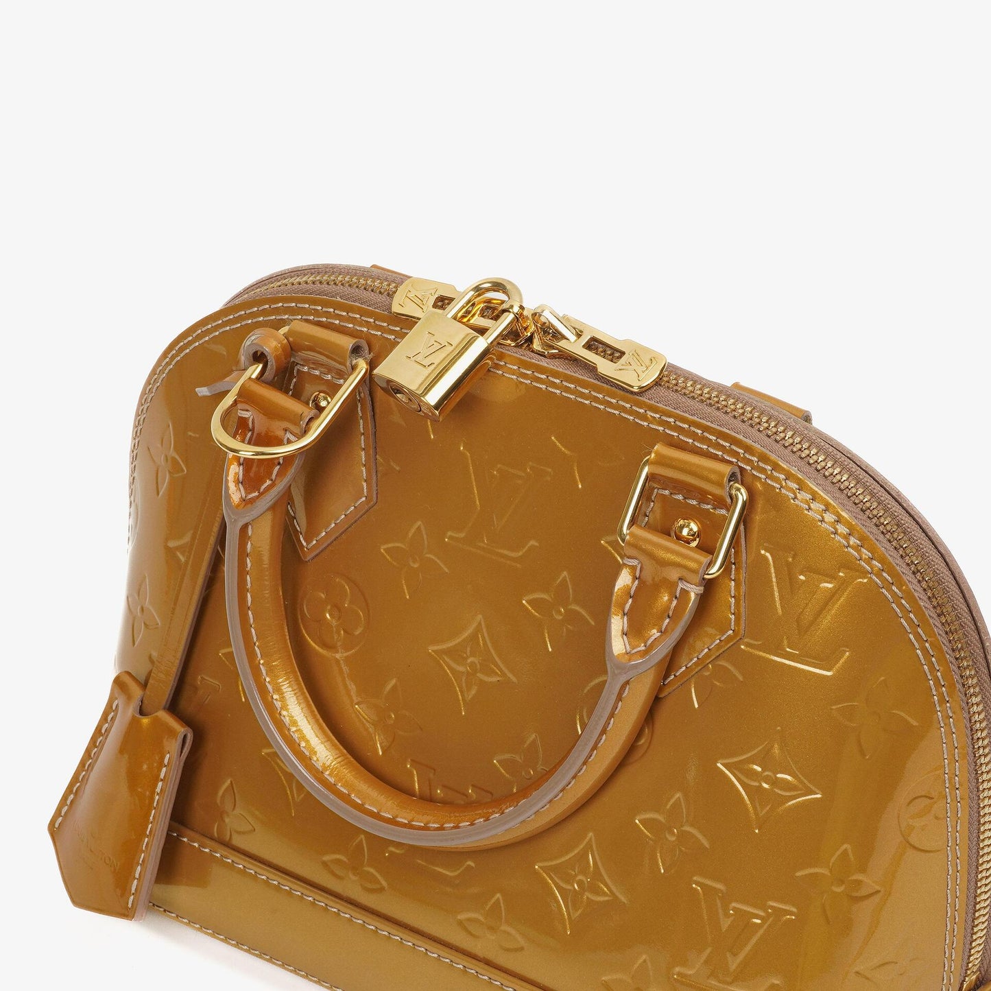 Louis Vuitton Alma BB Gold Poudre Monogram Vernis Leather Handbag