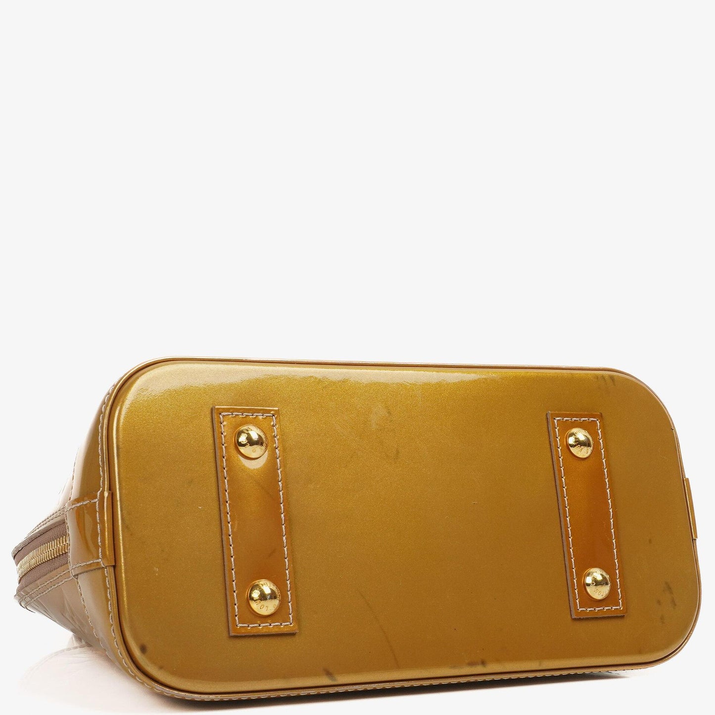 Louis Vuitton Alma BB Gold Poudre Monogram Vernis Leather Handbag