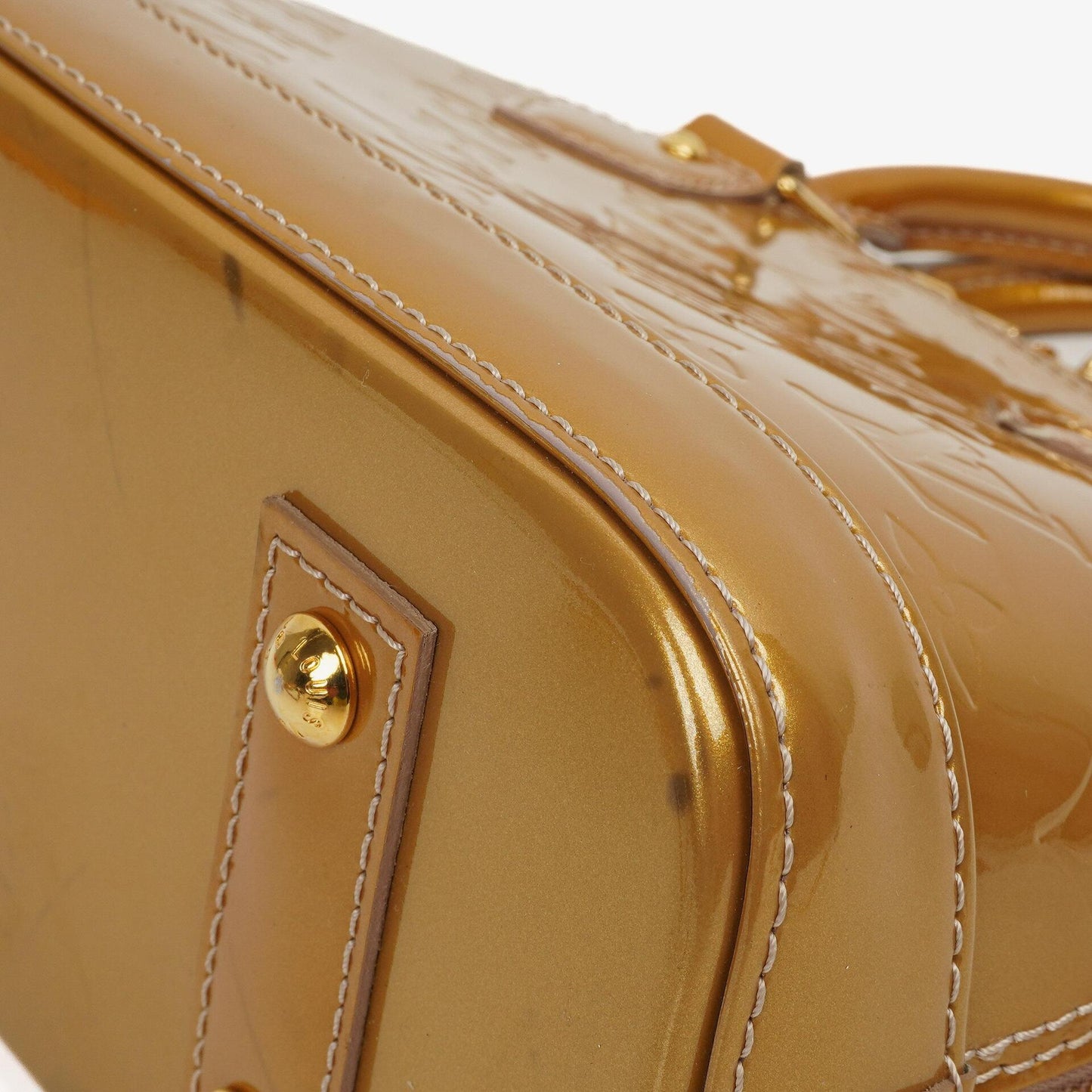 Louis Vuitton Alma BB Gold Poudre Monogram Vernis Leather Handbag