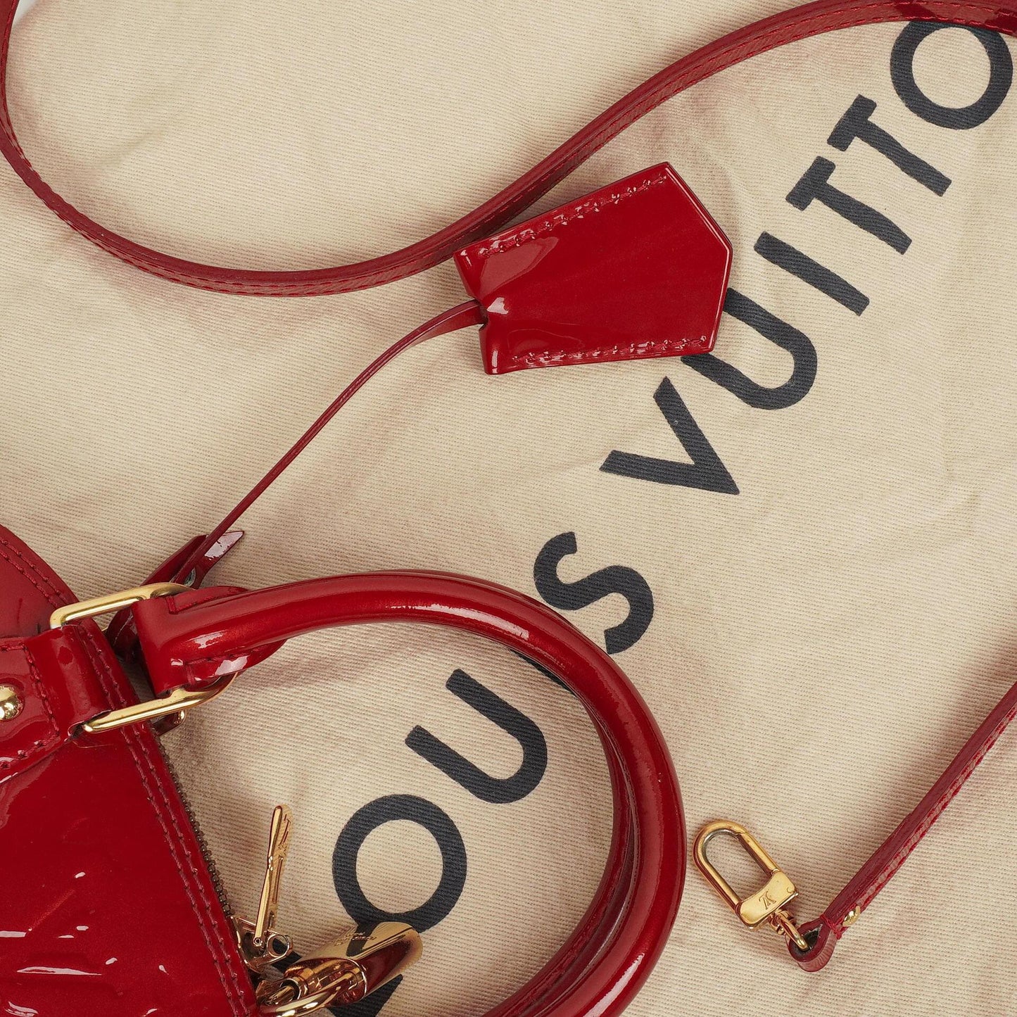 Louis Vuitton Alma BB Pomme D'Amour Monogram Vernis Leather Handbag