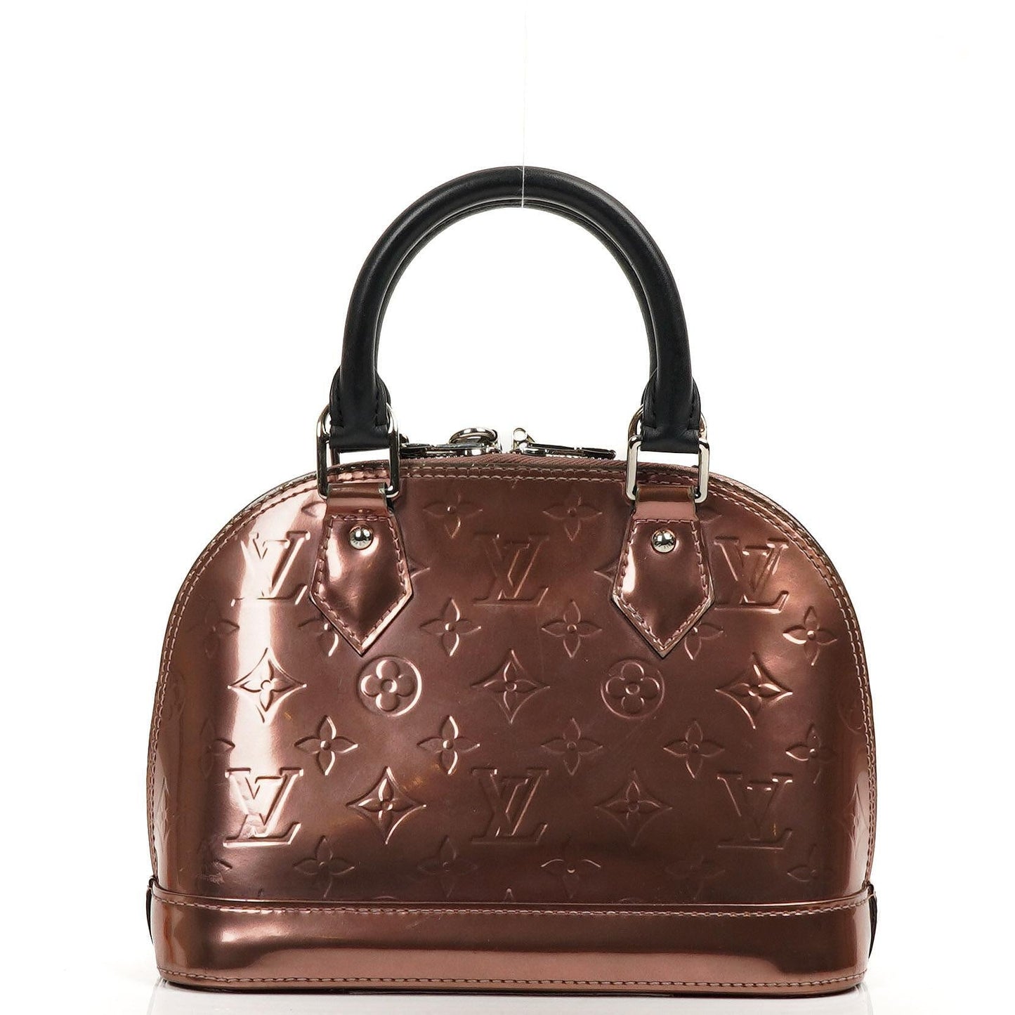Louis Vuitton Alma BB Rose Cuivre Monogram Vernis Leather Handbag