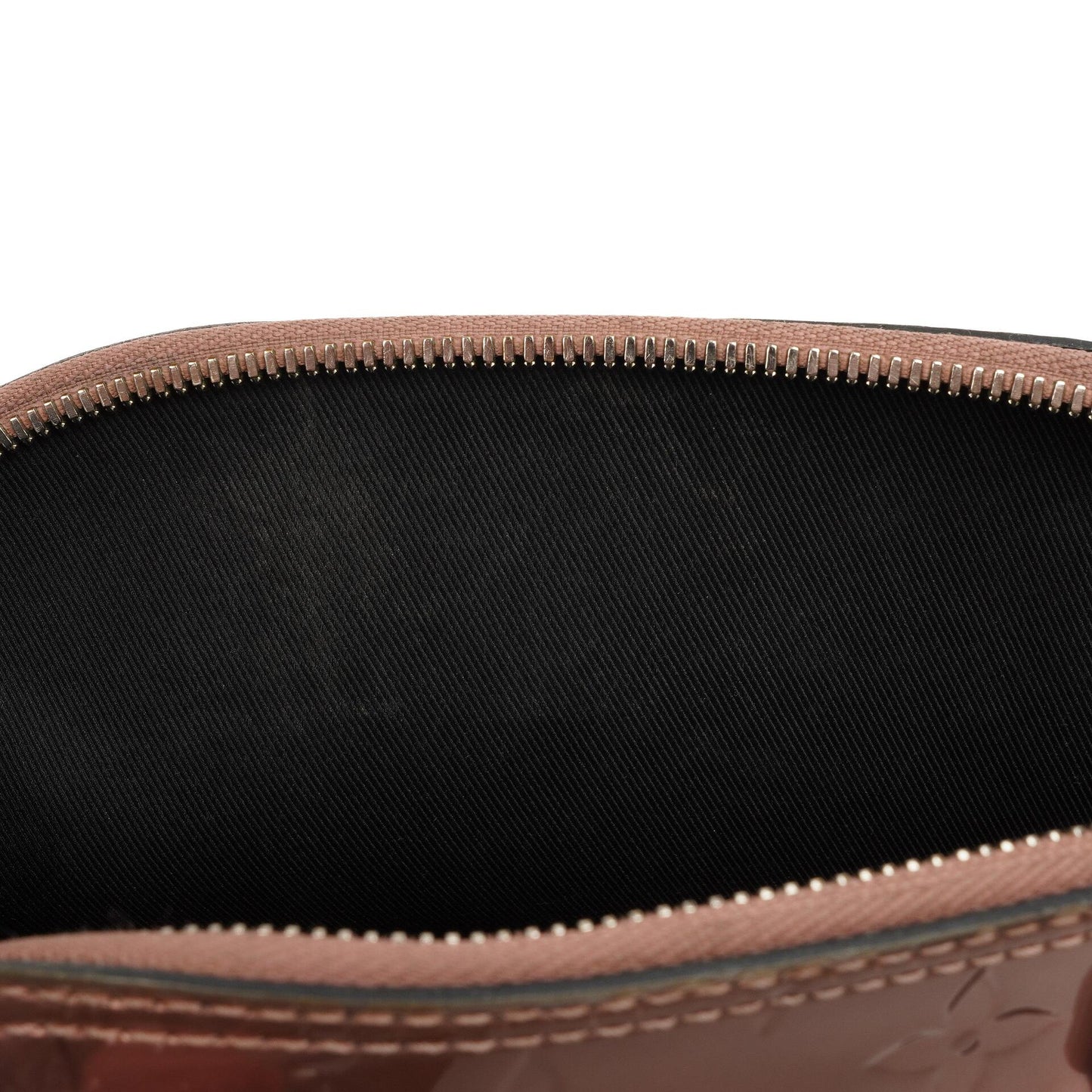 Louis Vuitton Alma BB Rose Cuivre Monogram Vernis Leather Handbag