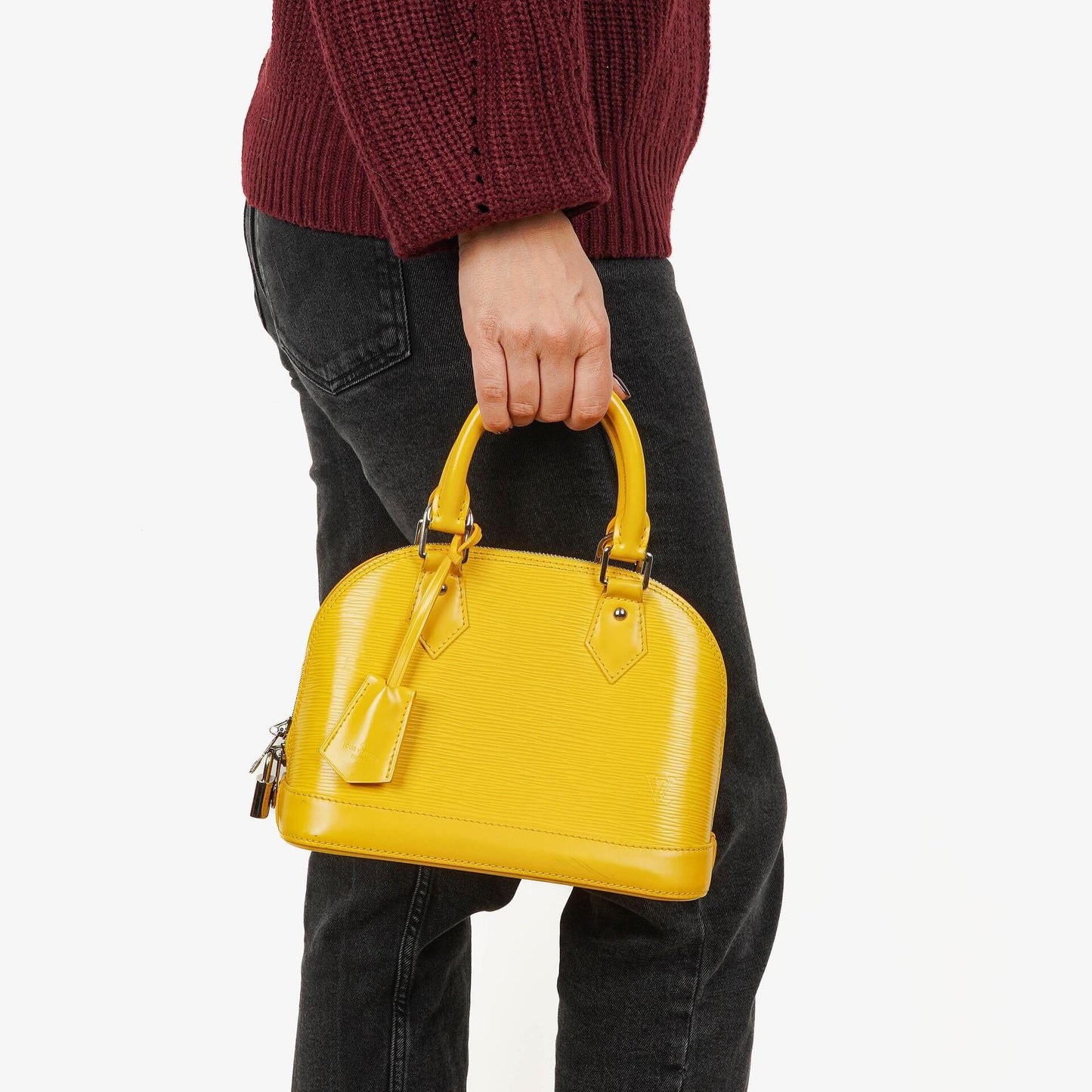 Louis Vuitton Alma BB Yellow EPI Leather Handbag