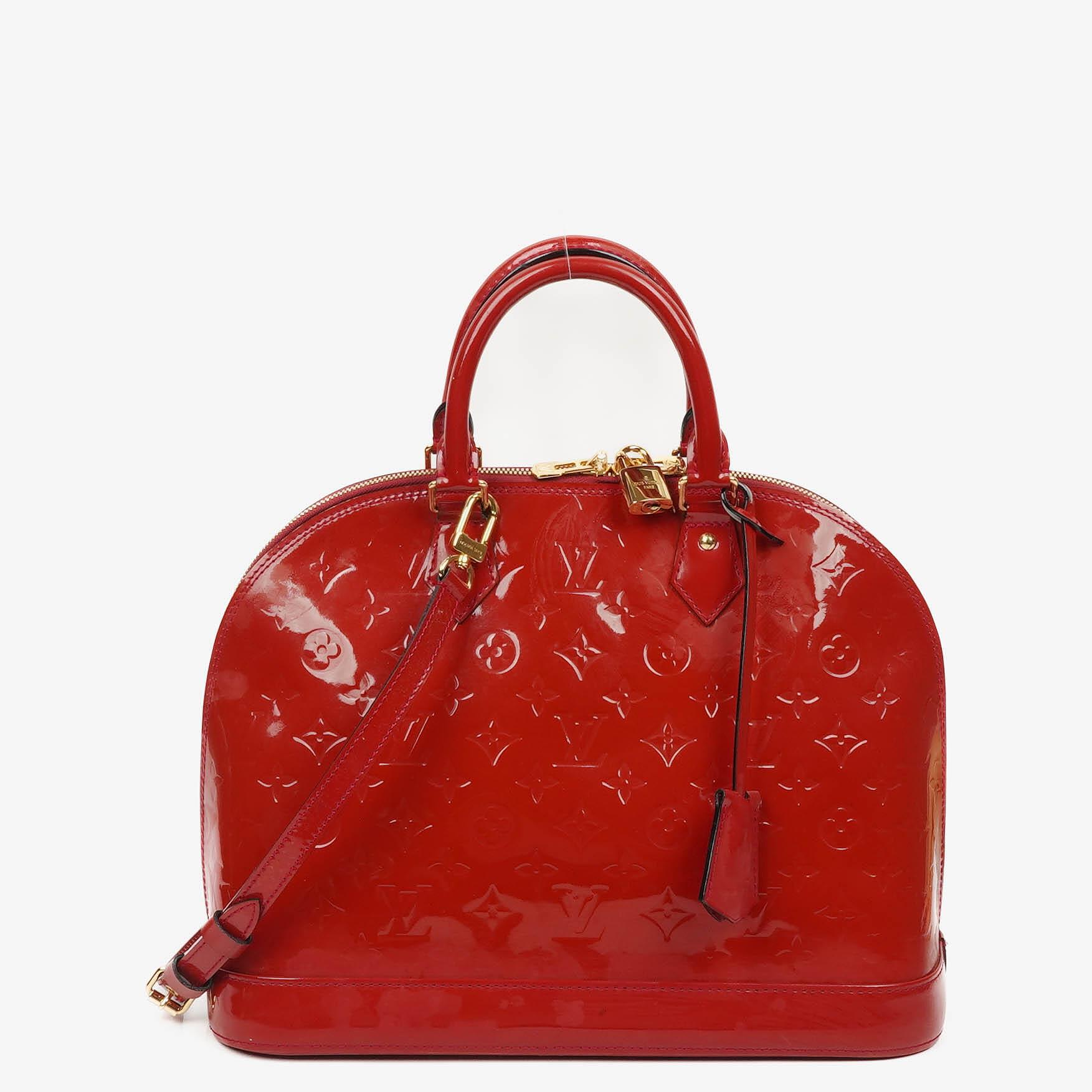 Louis Vuitton Alma MM Rose Indien Monogram Vernis Leather Bag