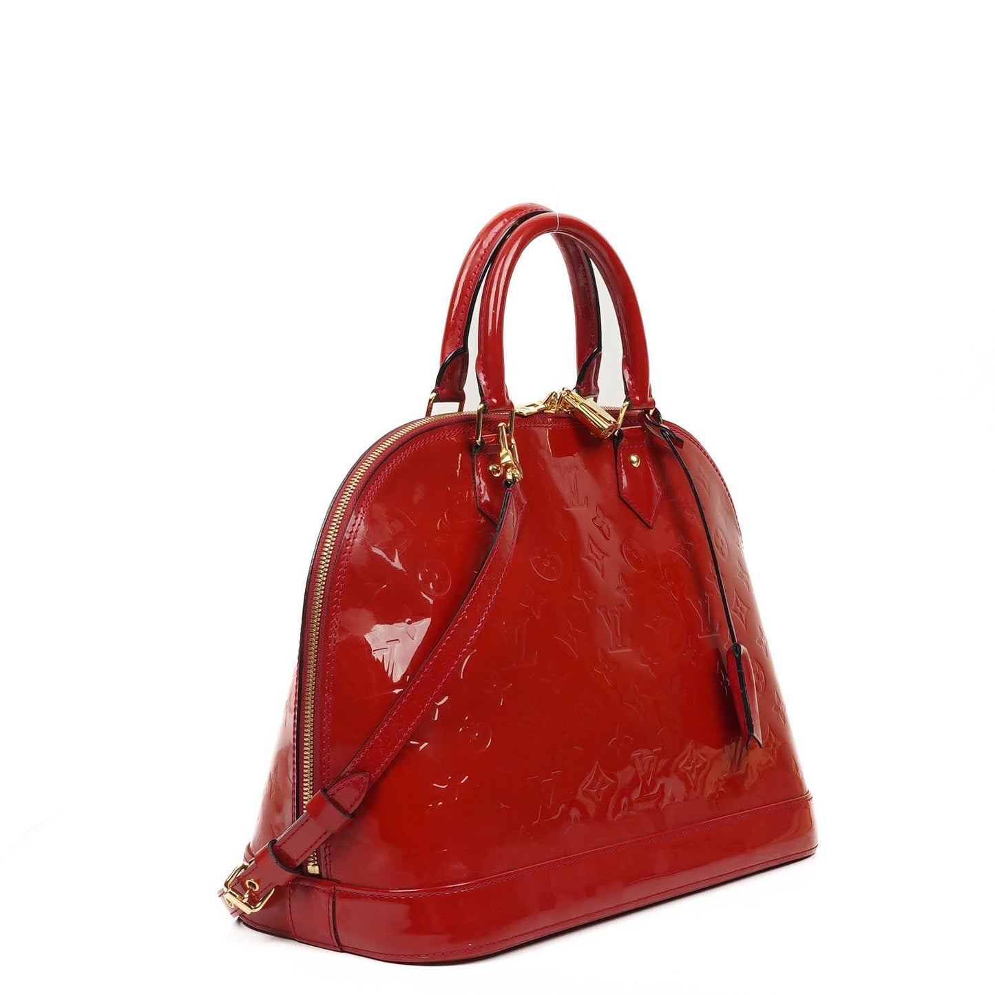 Louis Vuitton Alma MM Rose Indien Monogram Vernis Leather Bag