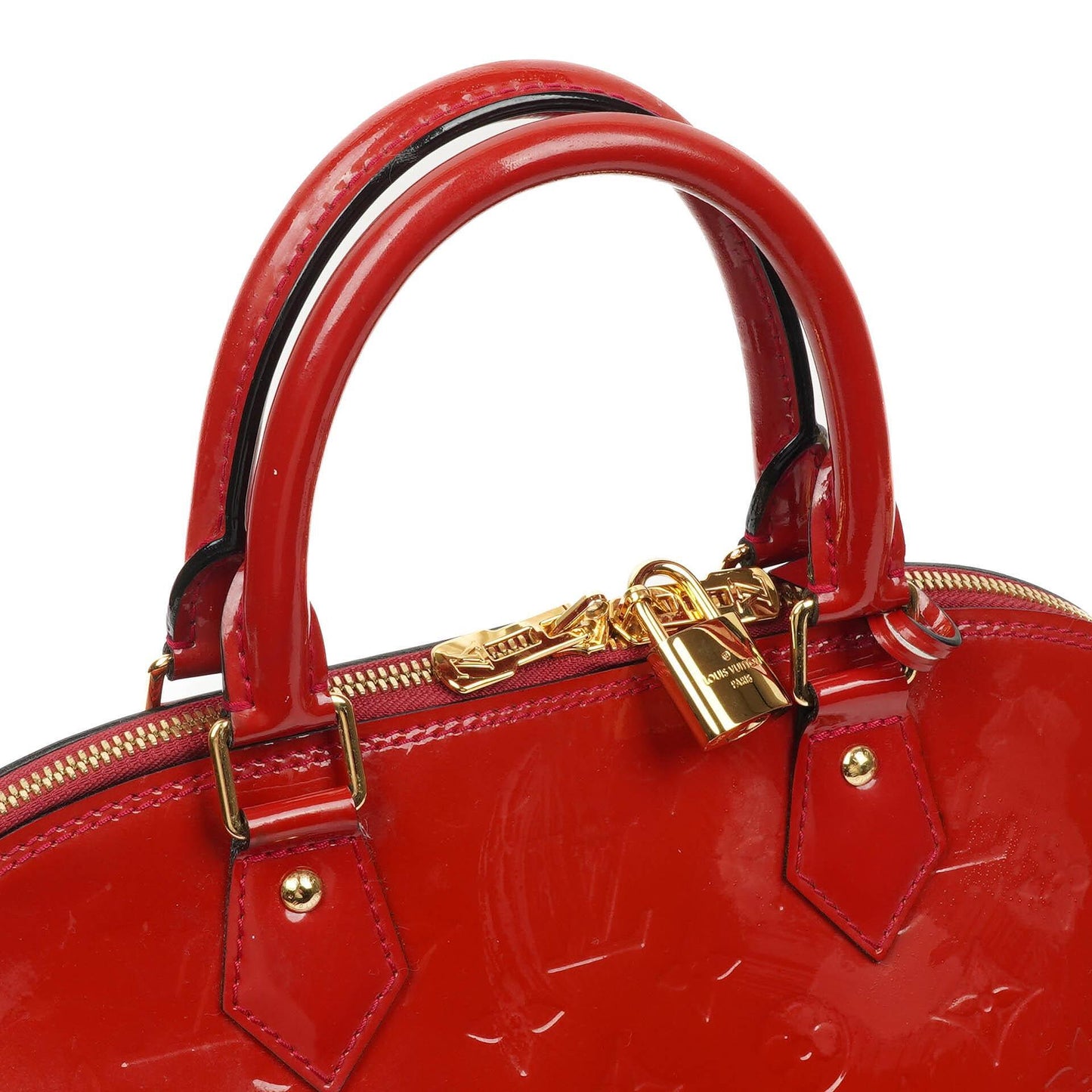 Louis Vuitton Alma MM Rose Indien Monogram Vernis Leather Bag