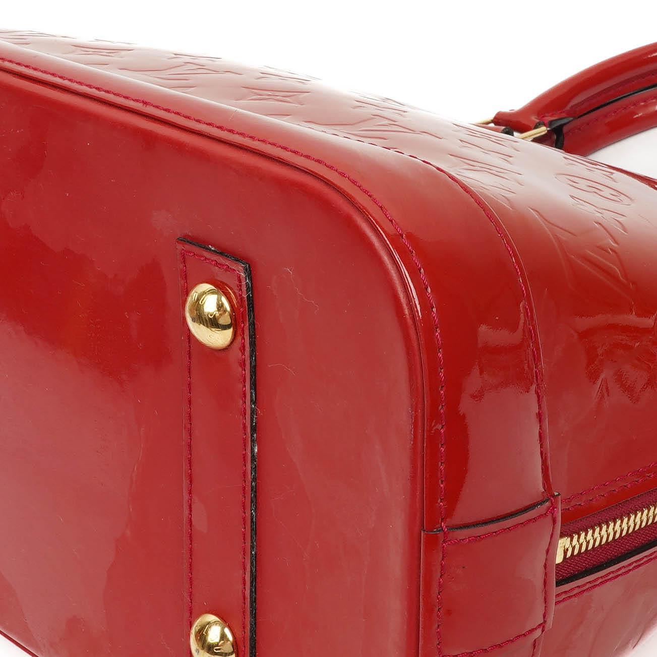 Louis Vuitton Alma MM Rose Indien Monogram Vernis Leather Bag