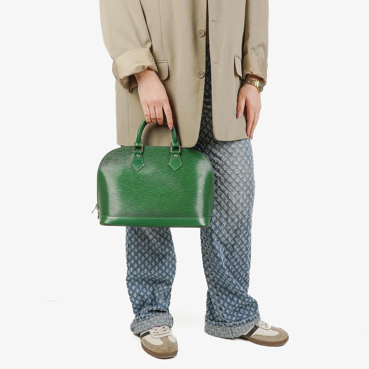 Louis Vuitton Alma PM Green EPI Leather Handbag