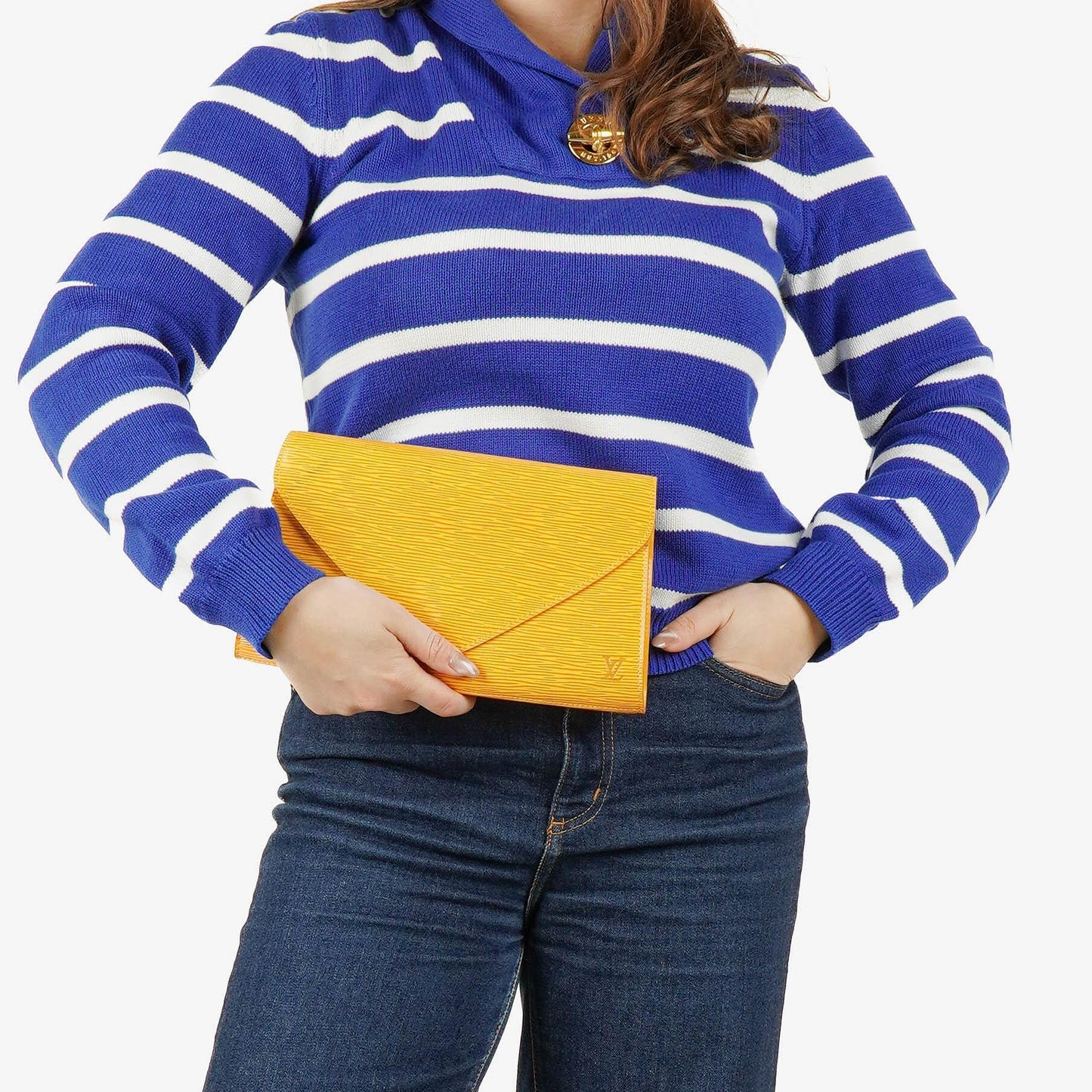 Louis Vuitton Art-Deco Yellow EPI Leather Clutch Bag