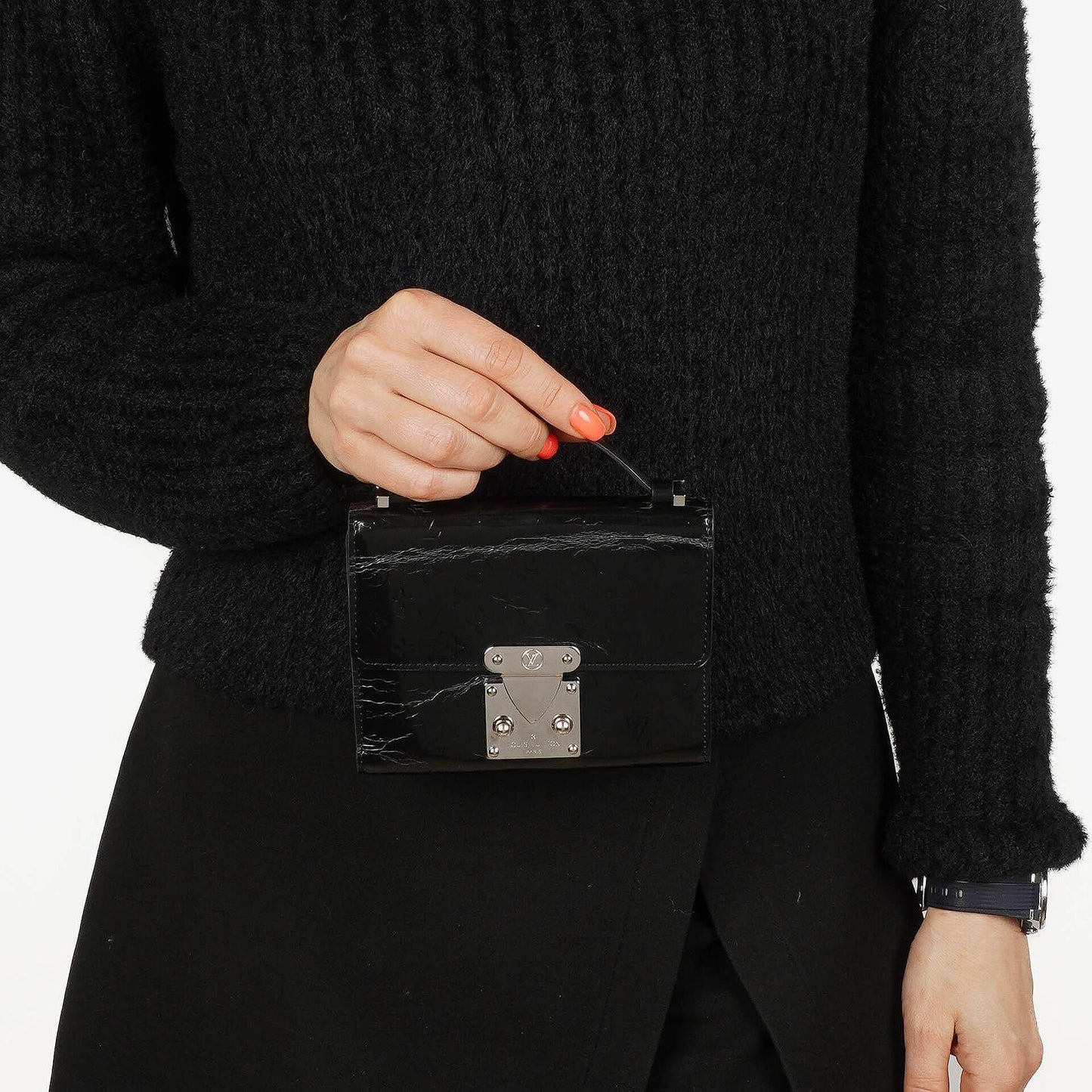 Louis Vuitton Black Mini Monogram Glace Anouchka PM Clutch Bag