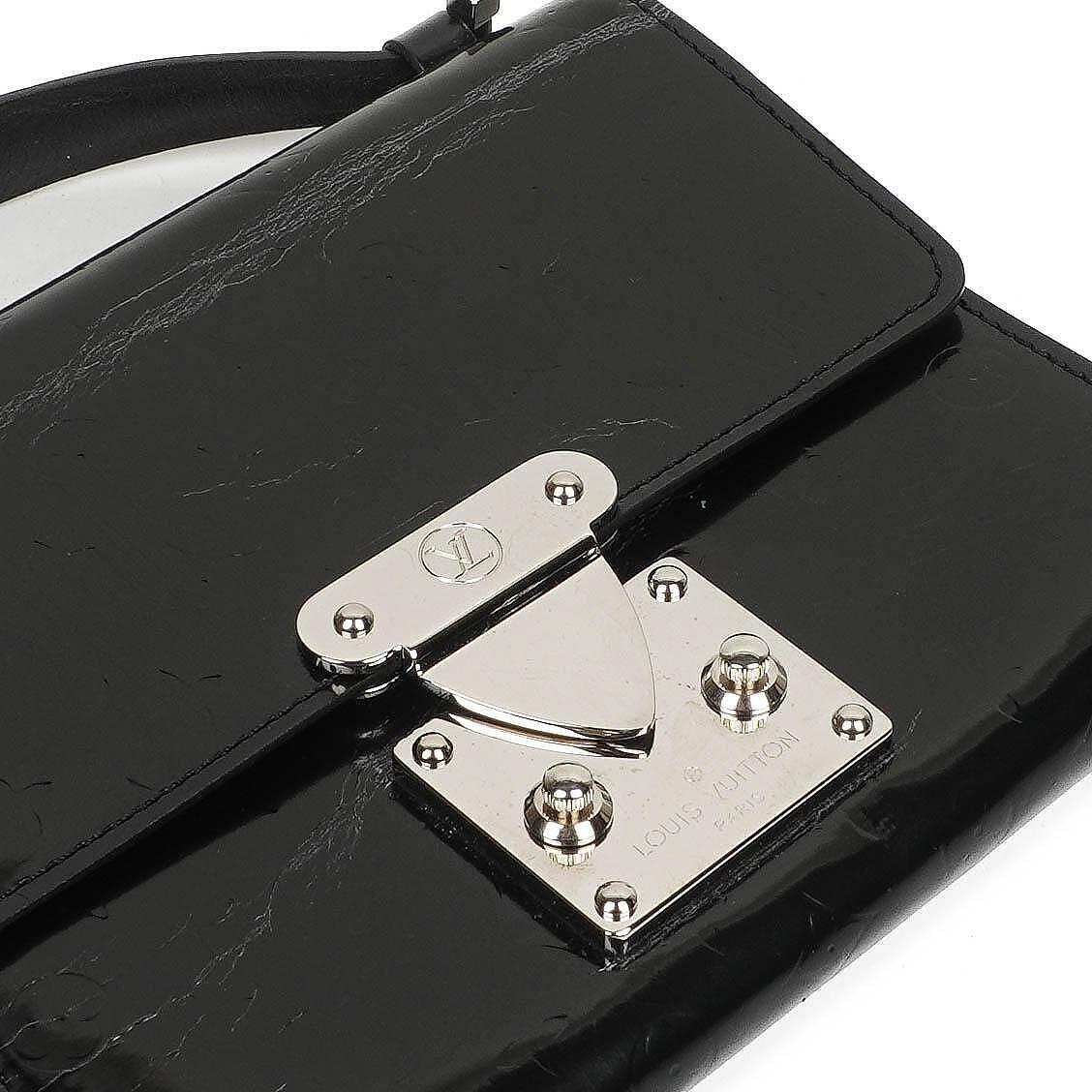 Louis Vuitton Black Mini Monogram Glace Anouchka PM Clutch Bag