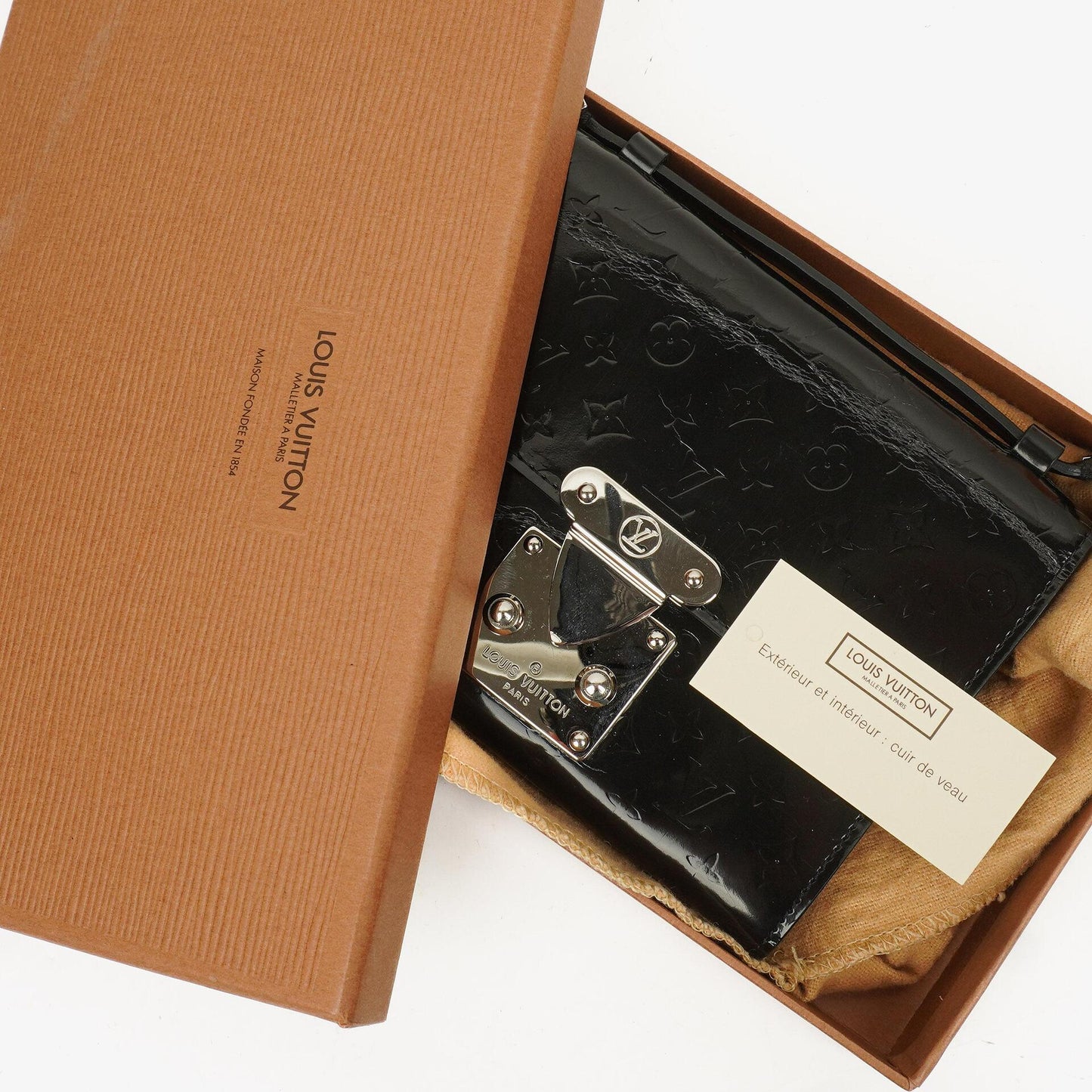 Louis Vuitton Black Mini Monogram Glace Anouchka PM Clutch Bag