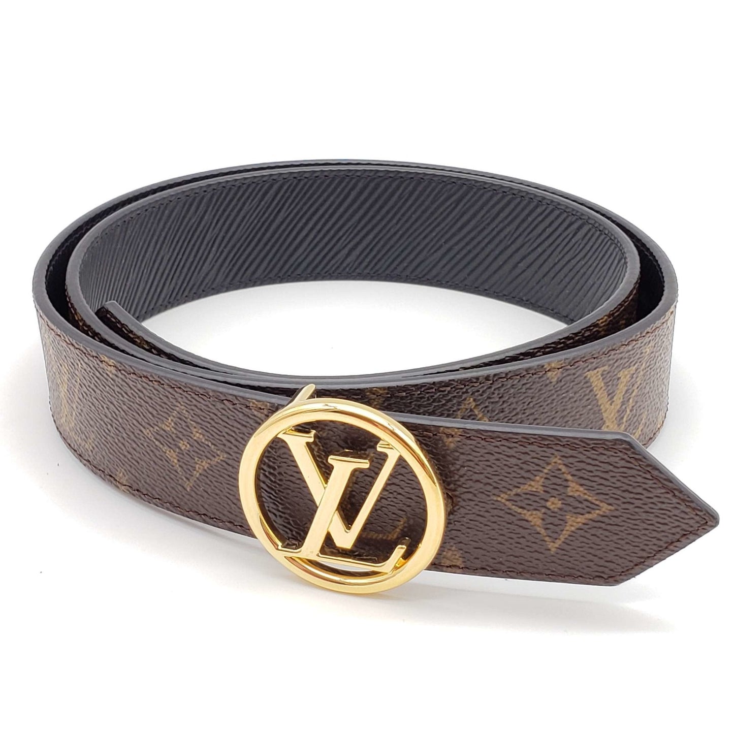 Louis Vuitton Circle Reversible Canvas and Leather Belth 85