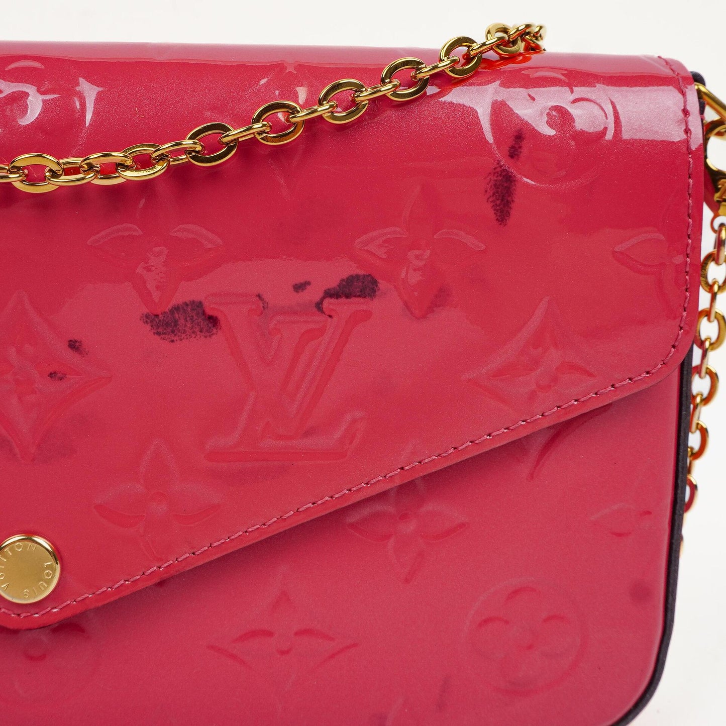 Louis Vuitton Hot Pink Vernis Chain Wallet Felicie Pochette