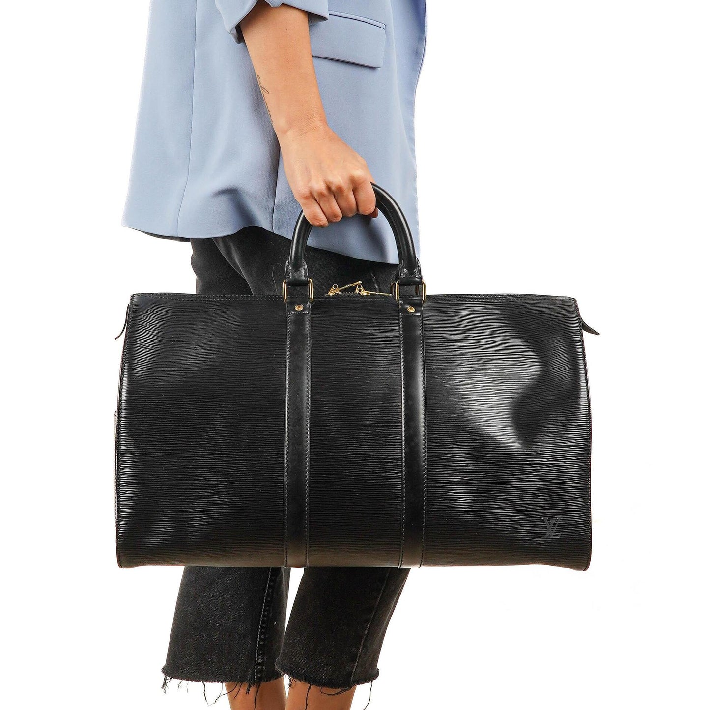 Louis Vuitton Keepall 45 Black EPI Leather Travel Bag
