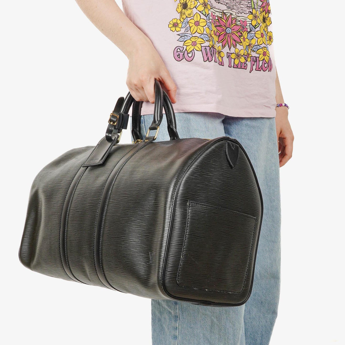 Louis Vuitton Keepall 45 Black EPI Leather Travel Bag
