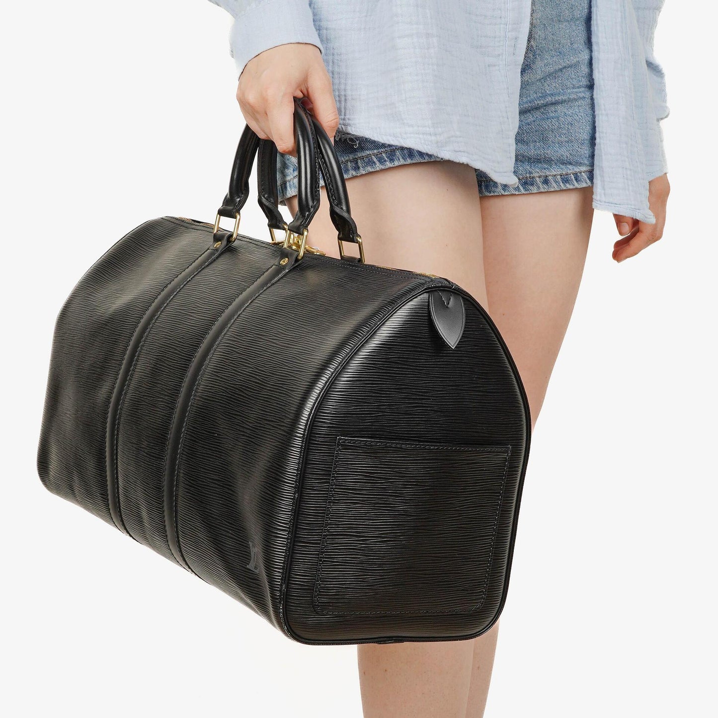 Louis Vuitton Keepall 45 Black EPI Leather Travel Bag