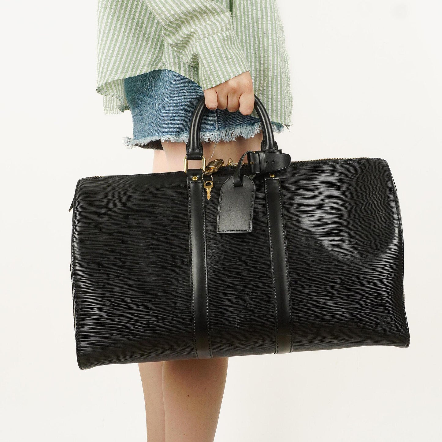 Louis Vuitton Keepall 45 Black EPI Leather Travel Bag