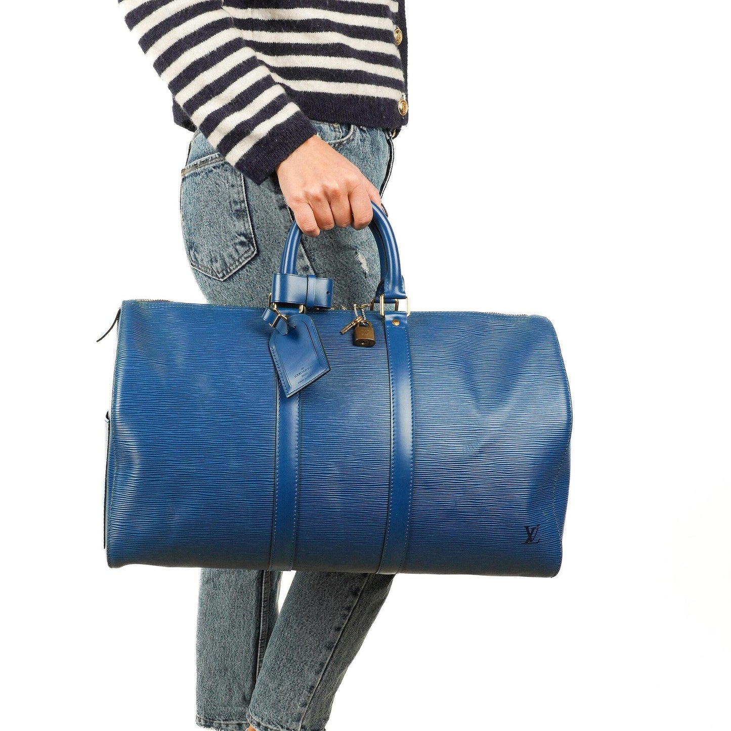 Louis Vuitton Keepall 45 Blue EPI Leather Travel Bag, 1996