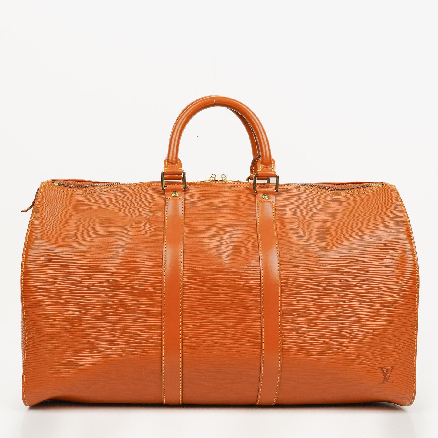 Louis Vuitton Keepall 45 Cognac EPI Leather Travel Bag