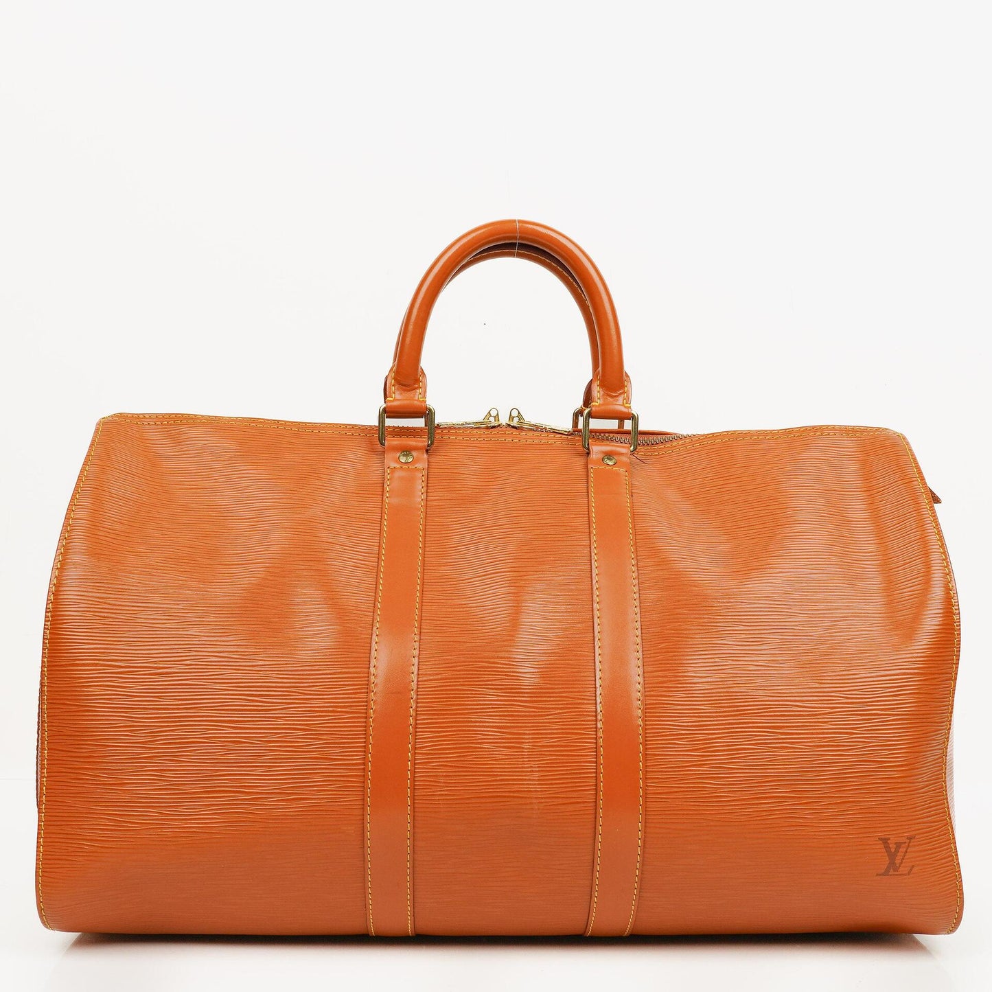 Louis Vuitton Keepall 45 Cognac EPI Leather Travel Bag