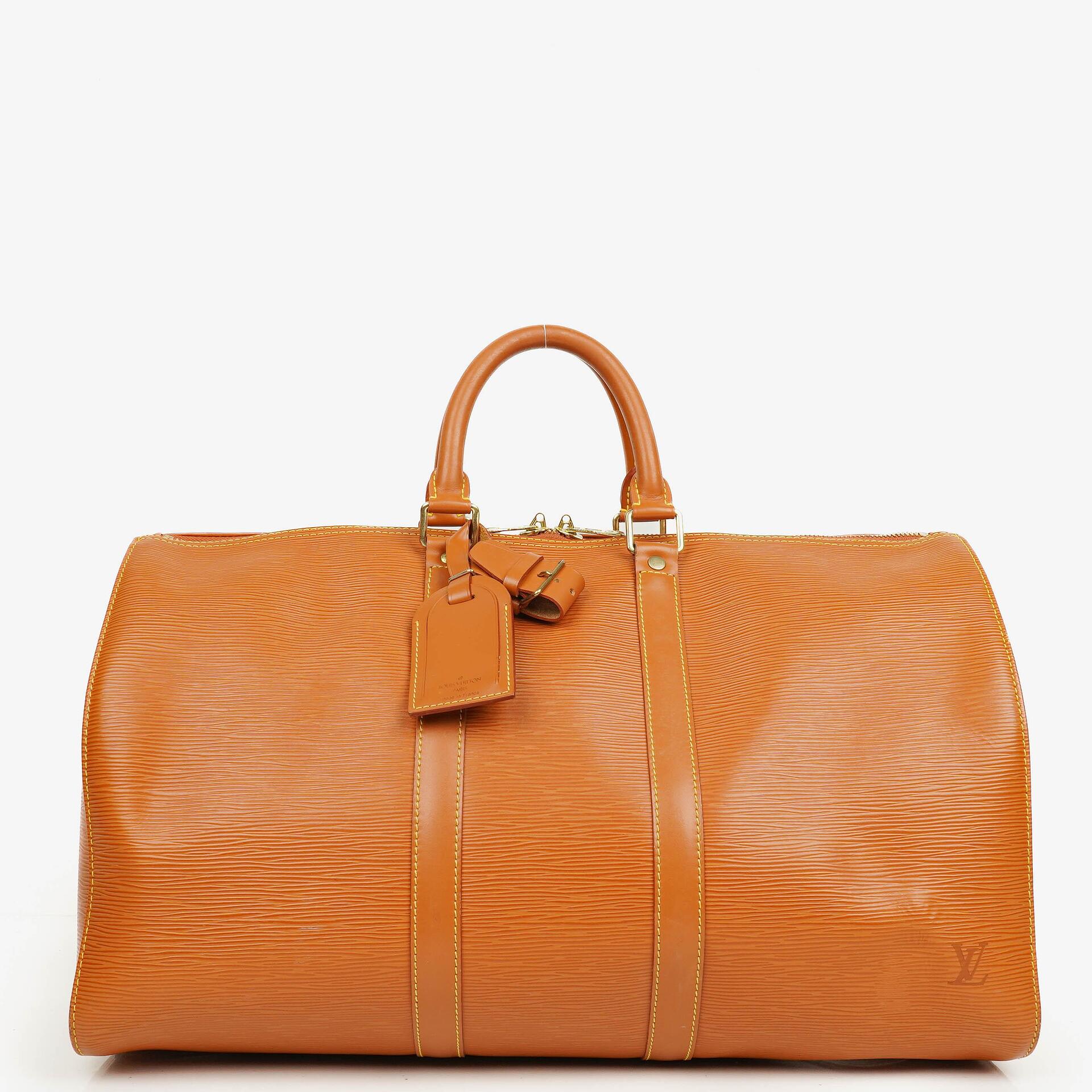 Louis Vuitton Keepall 45 Cognac EPI Leather Travel Bag