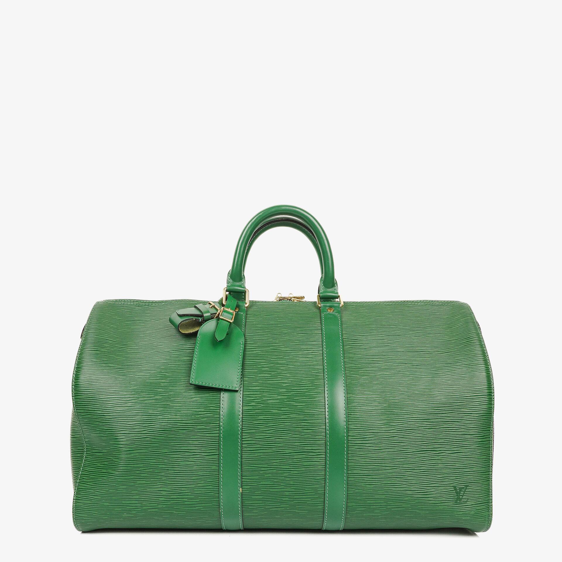 Louis Vuitton Keepall 45 Green EPI Leather Travel Bag