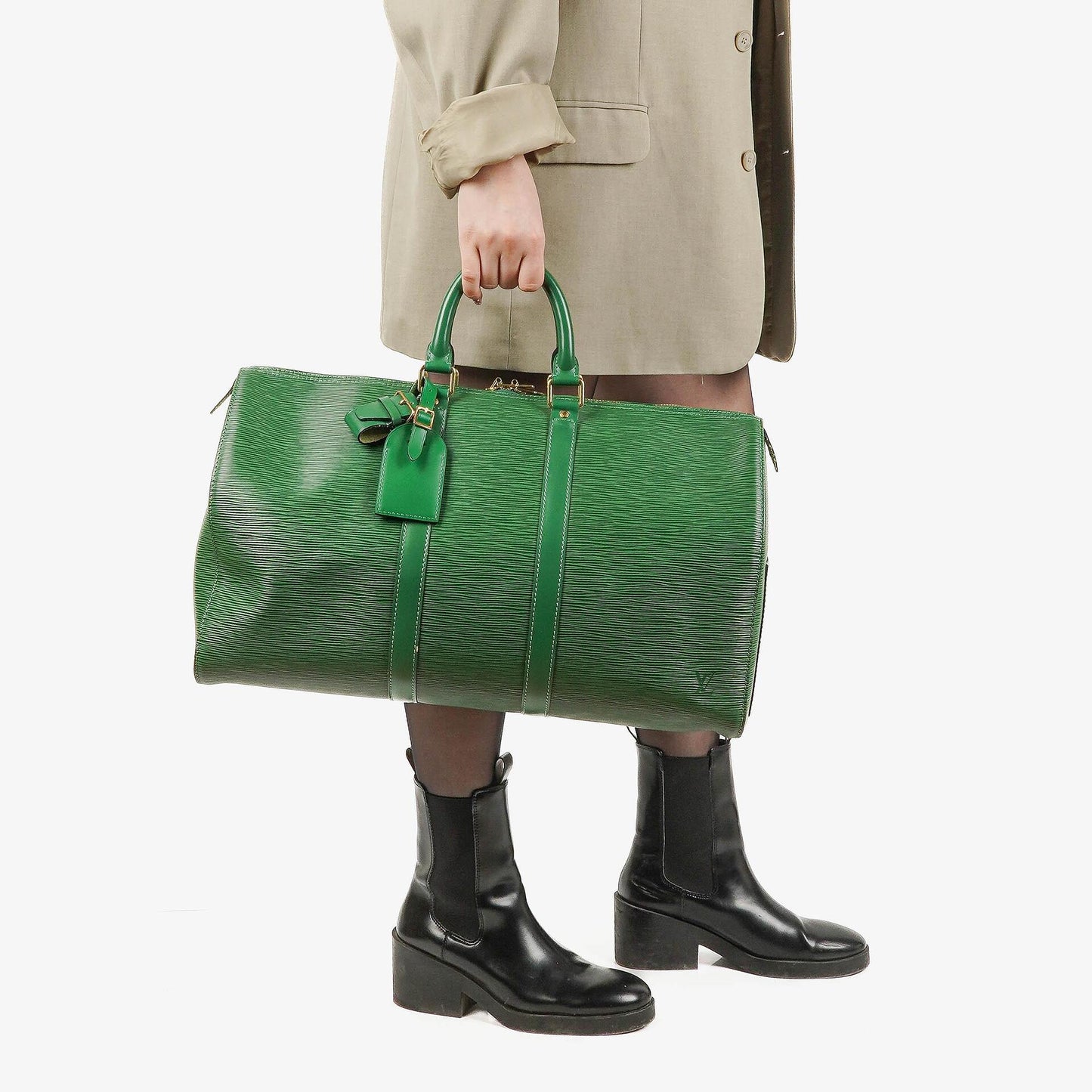 Louis Vuitton Keepall 45 Green EPI Leather Travel Bag