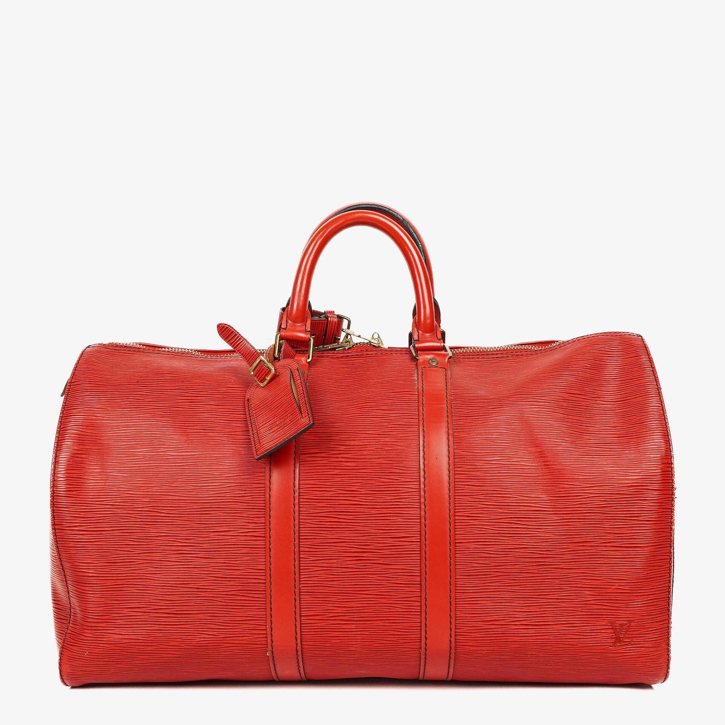 Louis Vuitton Keepall 45 Red EPI Leather Travel Bag