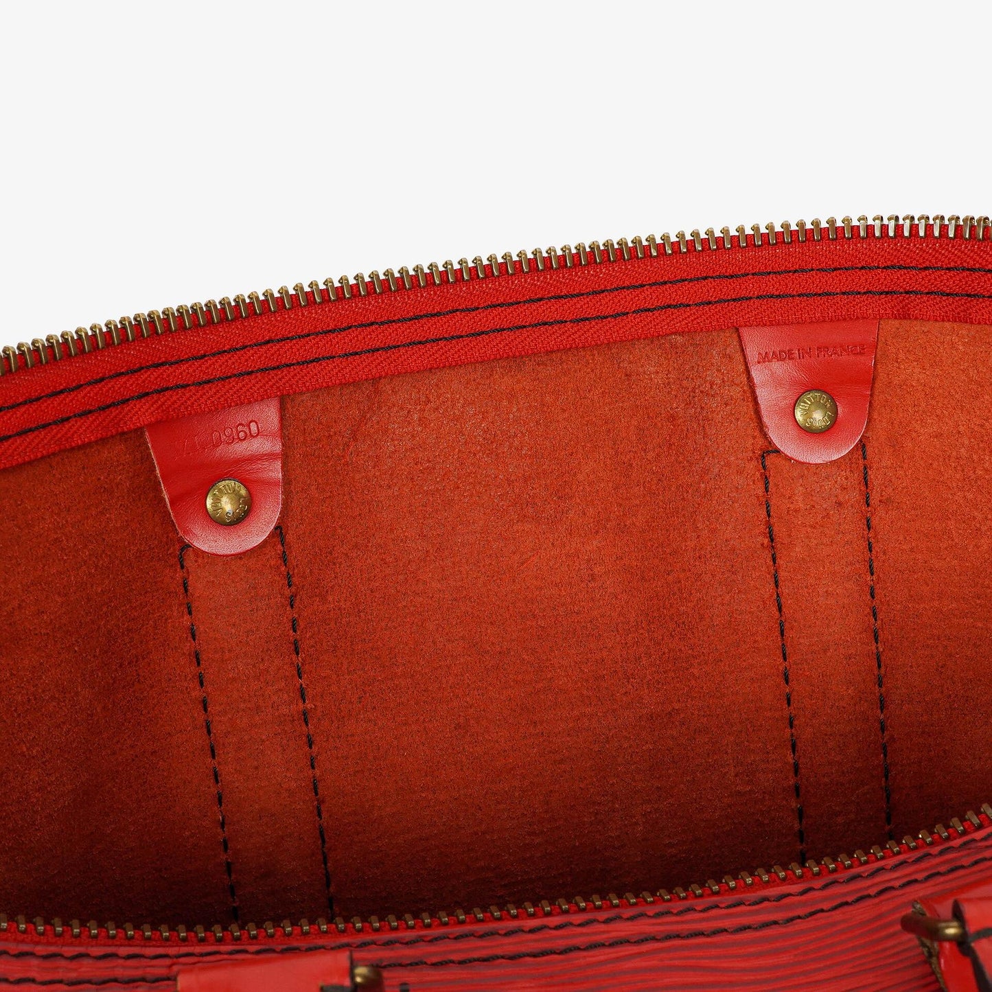 Louis Vuitton Keepall 45 Red EPI Leather Travel Bag