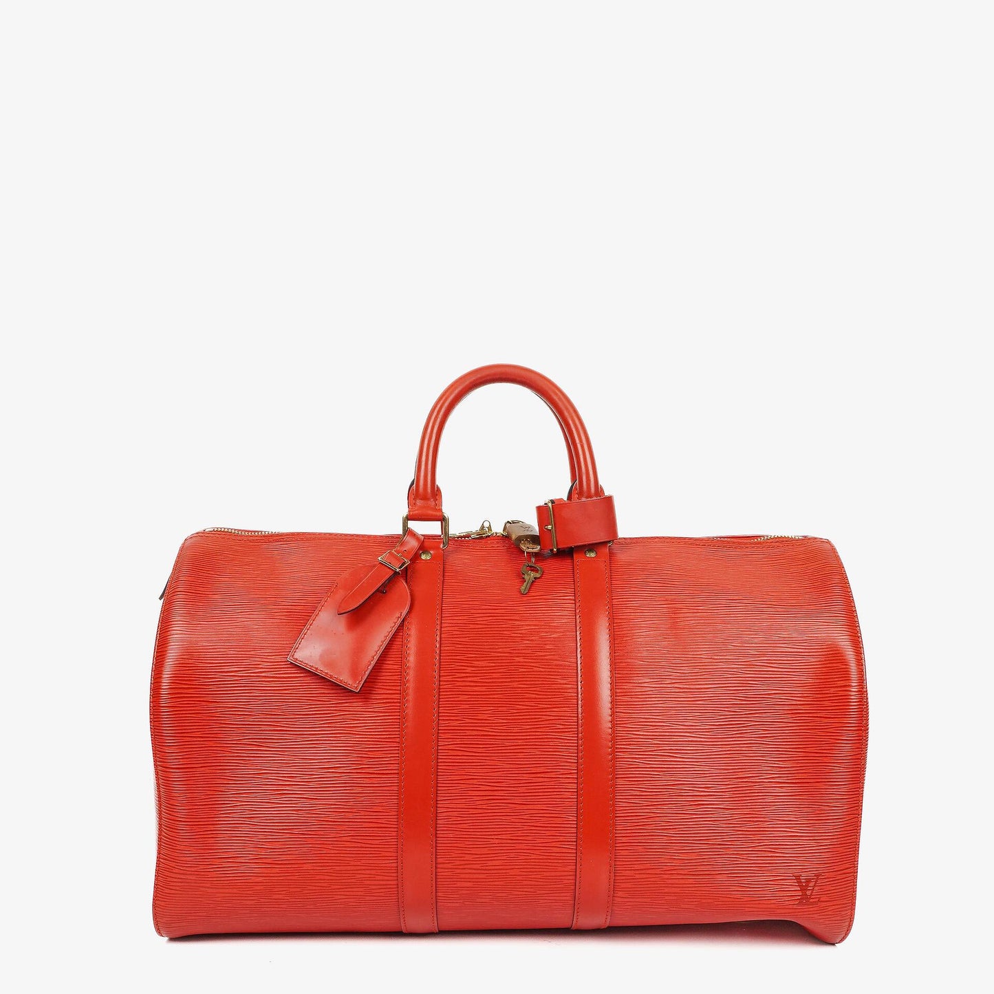 Louis Vuitton Keepall 45 Red EPI Leather Travel Bag