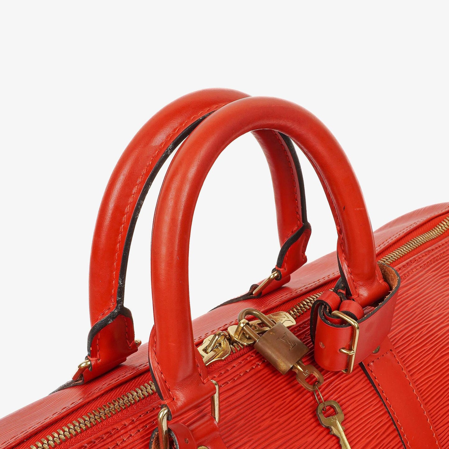 Louis Vuitton Keepall 45 Red EPI Leather Travel Bag