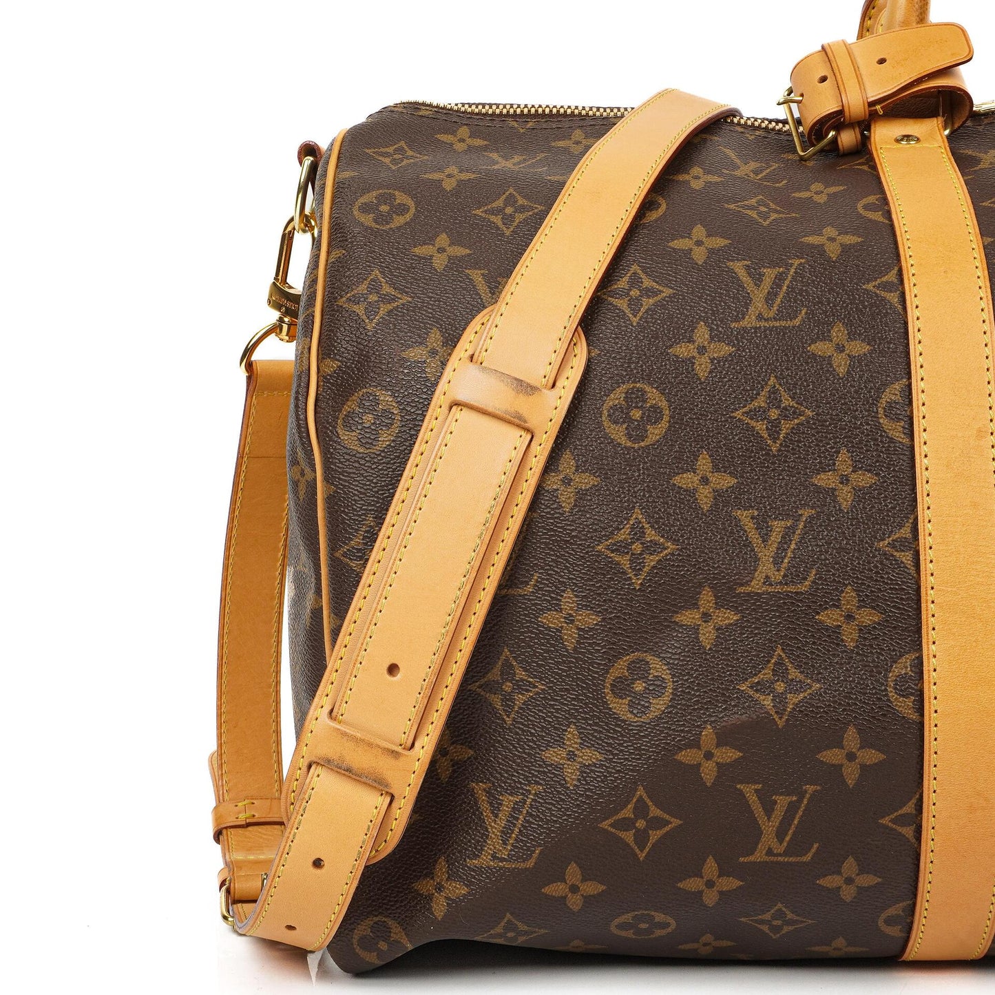 Louis Vuitton Keepall 50 Bandouliere Monogram Canvas Travel Bag With Personalised Hot Stamp