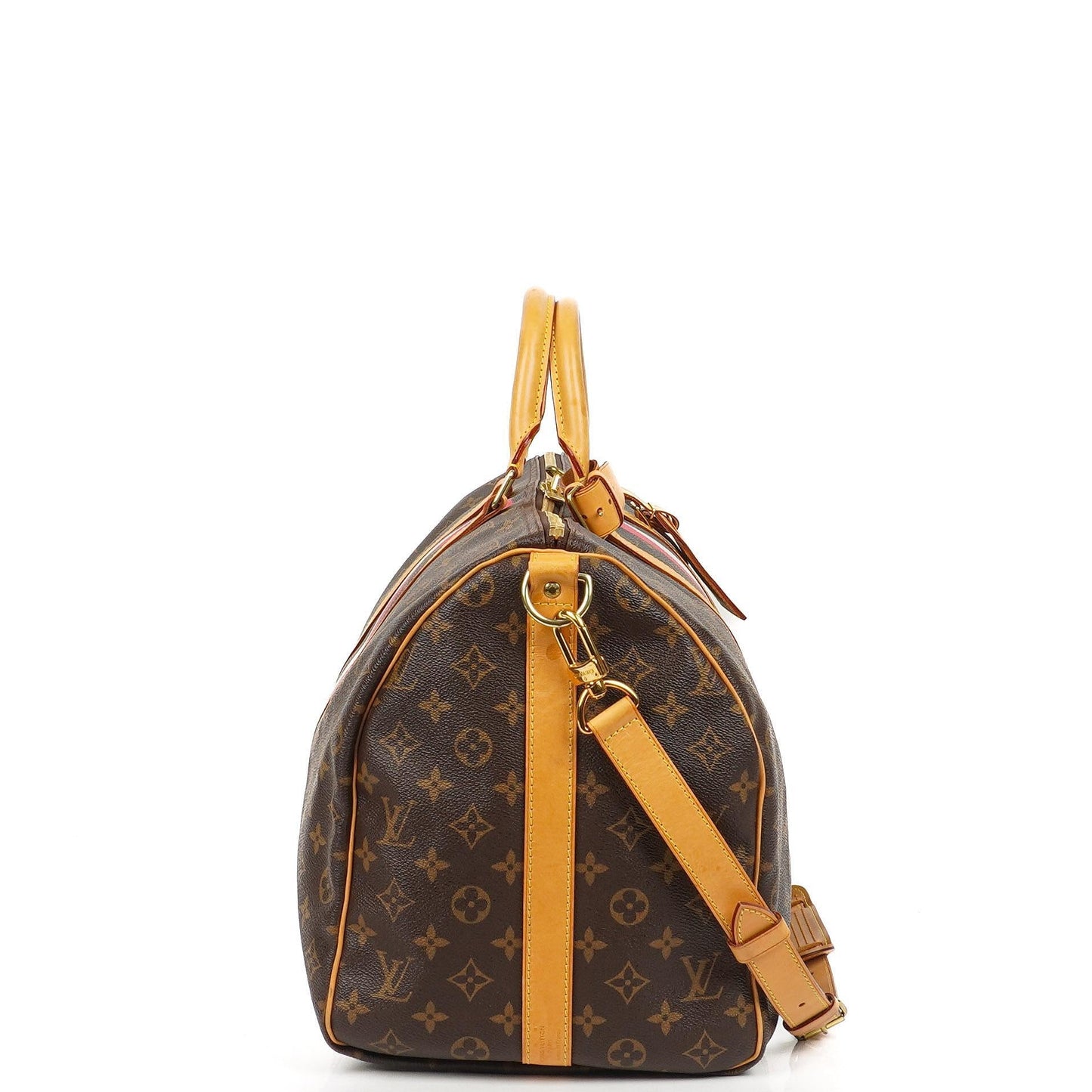 Louis Vuitton Keepall 50 Bandouliere Monogram Canvas Travel Bag With Personalised Hot Stamp
