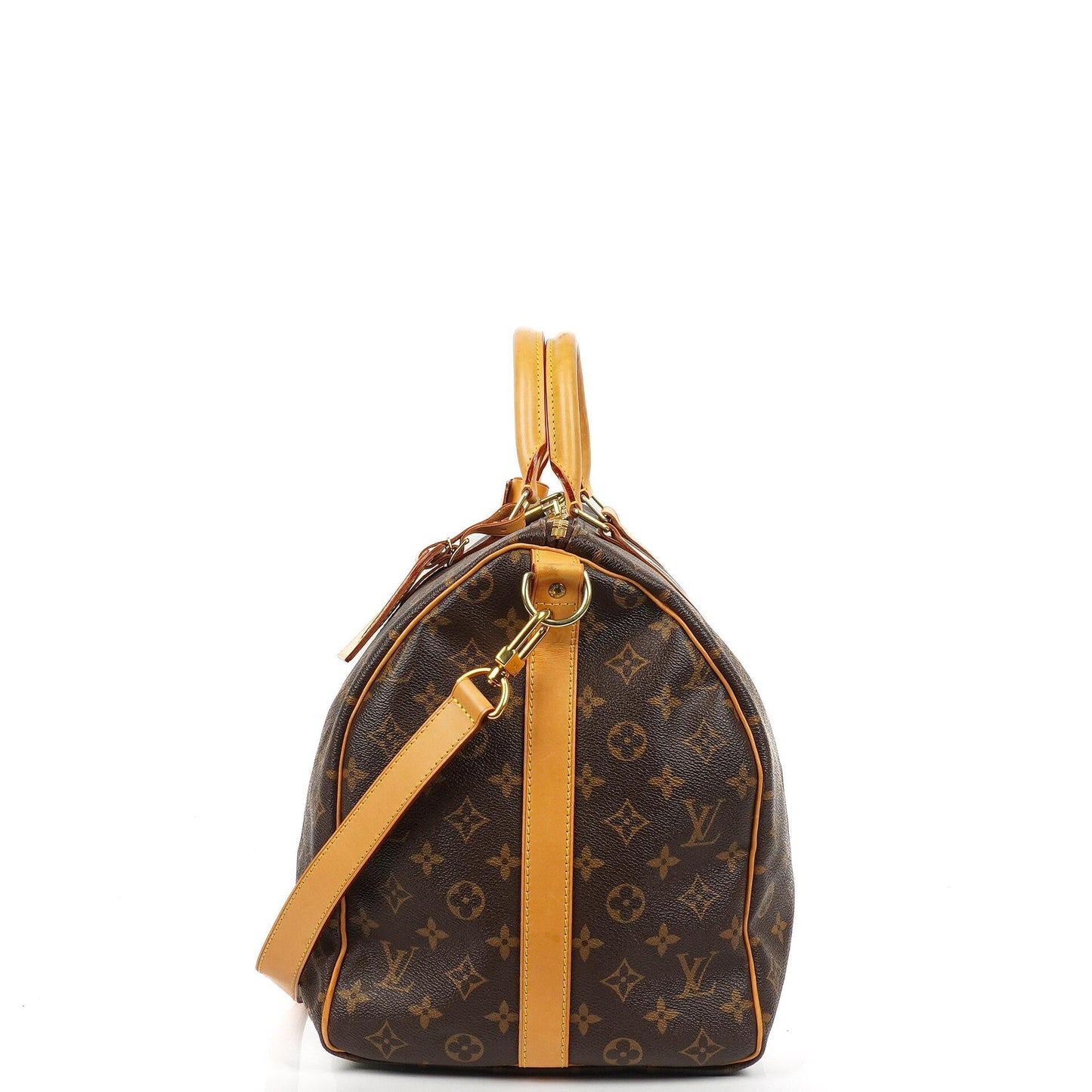 Louis Vuitton Keepall 50 Bandouliere Monogram Canvas Travel Bag With Personalised Hot Stamp
