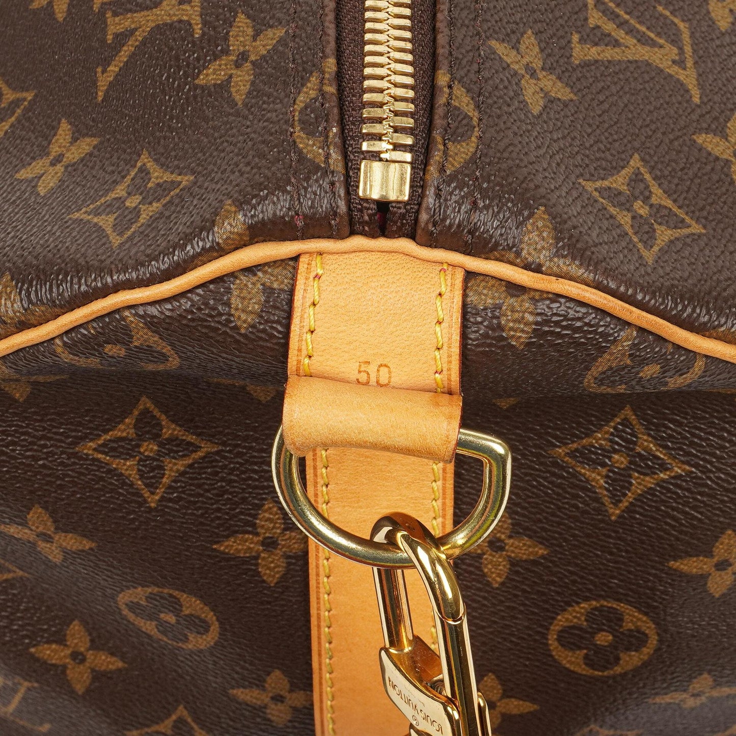 Louis Vuitton Keepall 50 Bandouliere Monogram Canvas Travel Bag With Personalised Hot Stamp