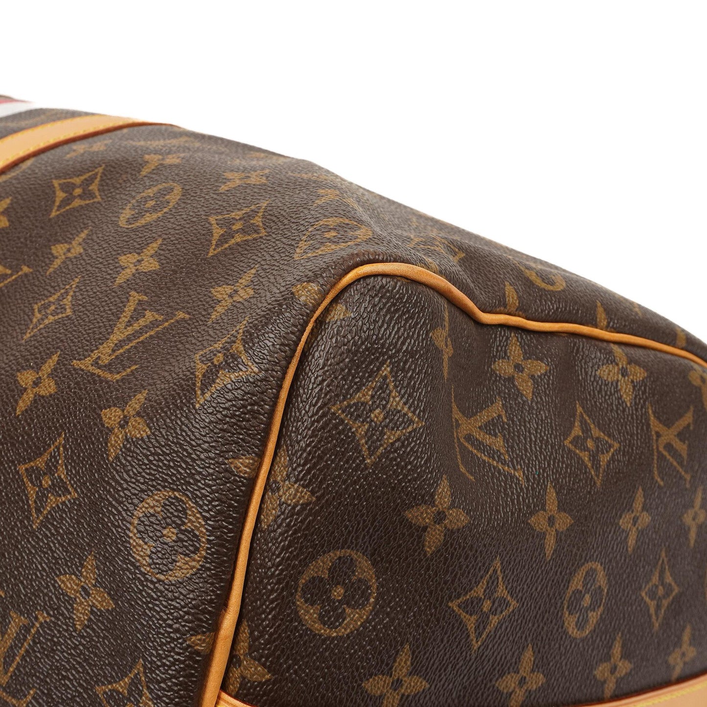 Louis Vuitton Keepall 50 Bandouliere Monogram Canvas Travel Bag With Personalised Hot Stamp