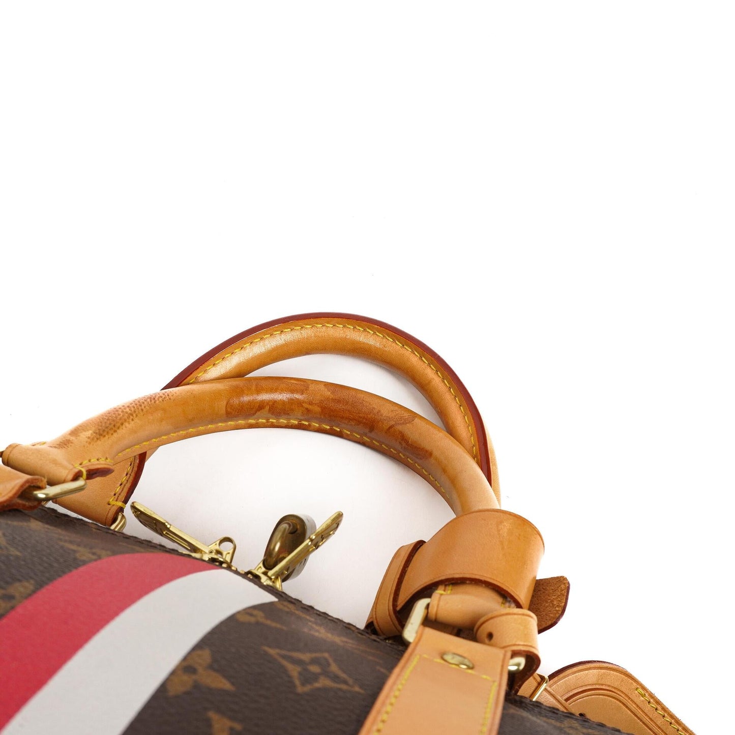 Louis Vuitton Keepall 50 Bandouliere Monogram Canvas Travel Bag With Personalised Hot Stamp