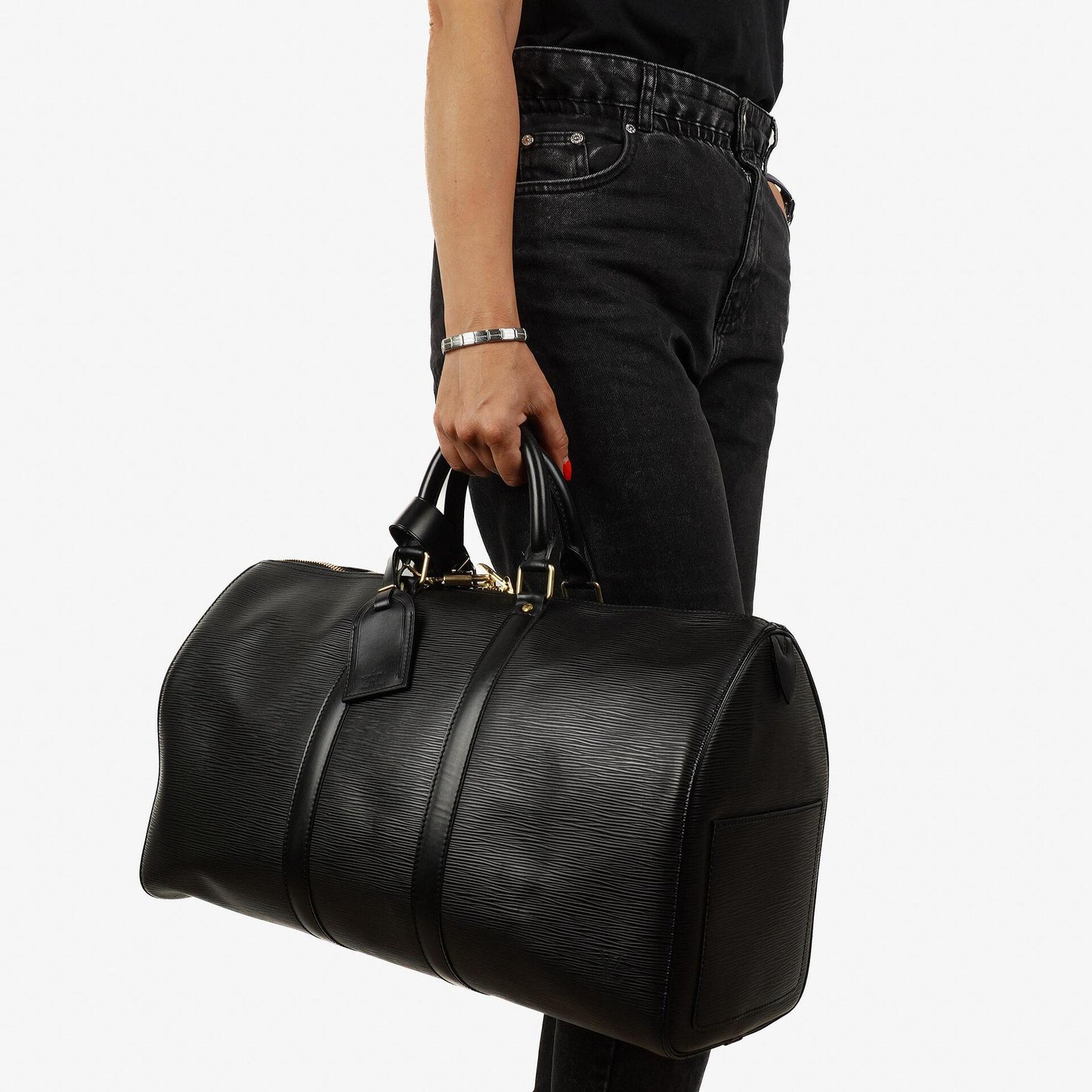 Louis Vuitton Keepall 50 Black EPI Leather Travel Bag