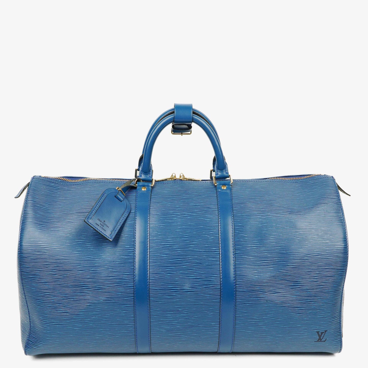 Louis Vuitton Keepall 50 Blue EPI Leather Travel Bag