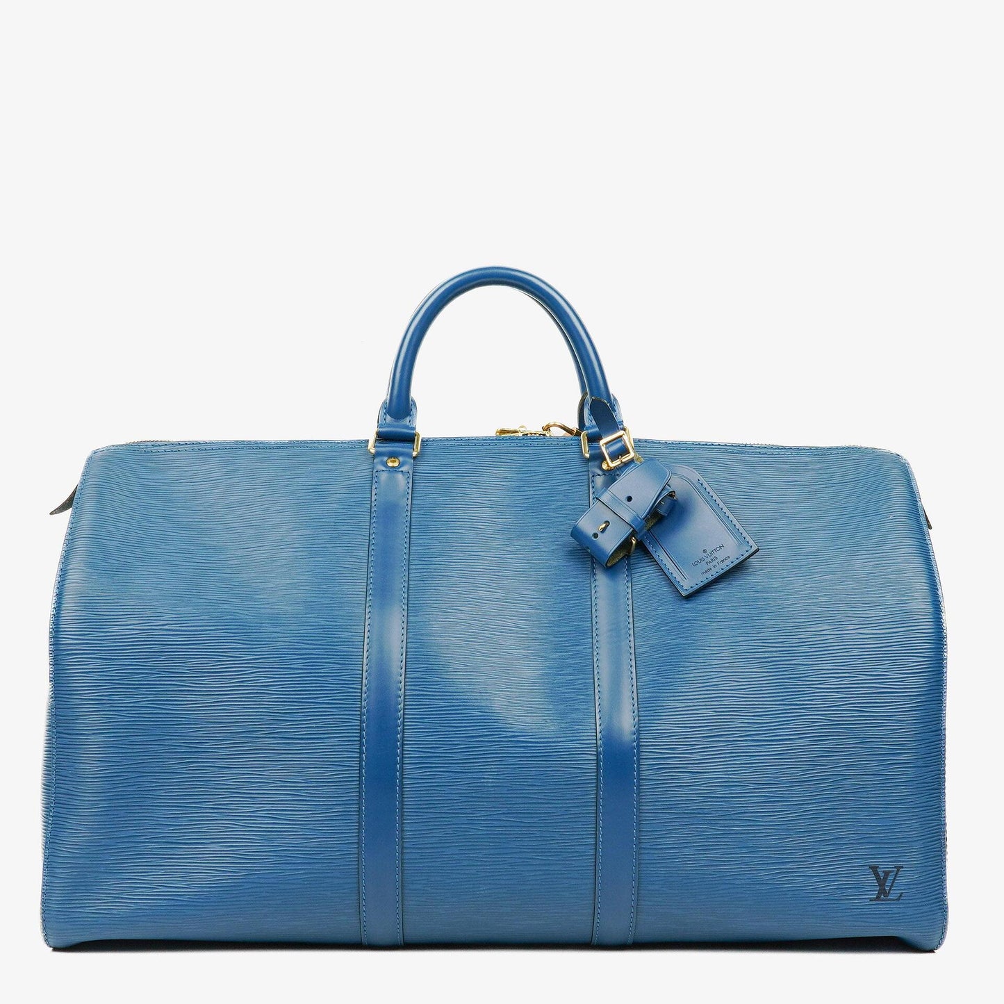 Louis Vuitton Keepall 50 Blue EPI Leather Travel Bag