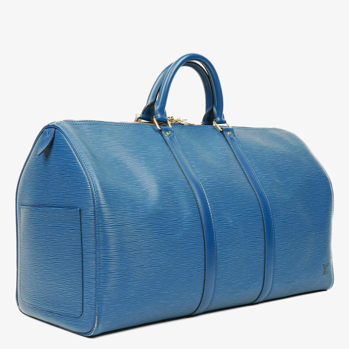 Louis Vuitton Keepall 50 Blue EPI Leather Travel Bag
