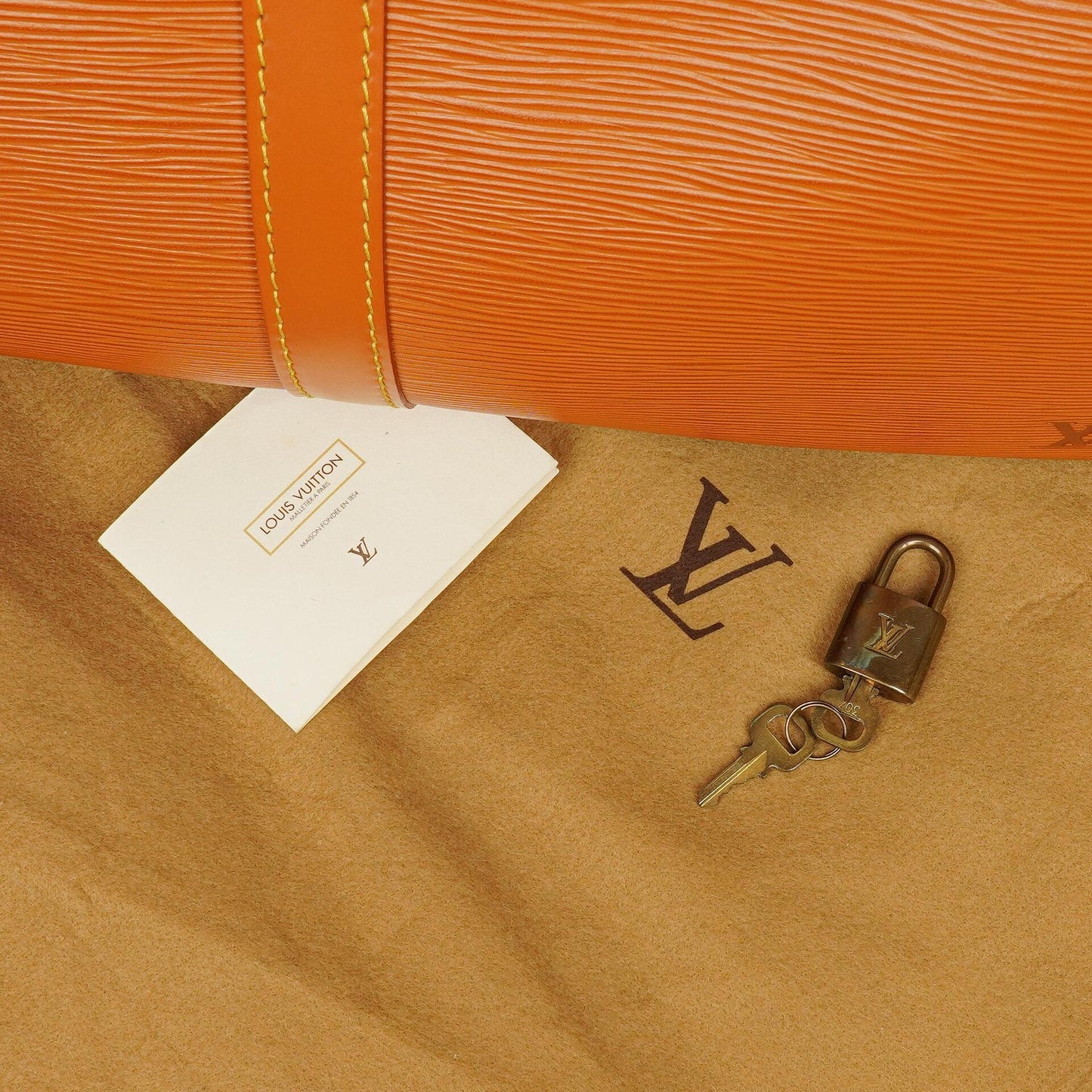 Louis Vuitton Keepall 50 Brown EPI Leather Travel Bag
