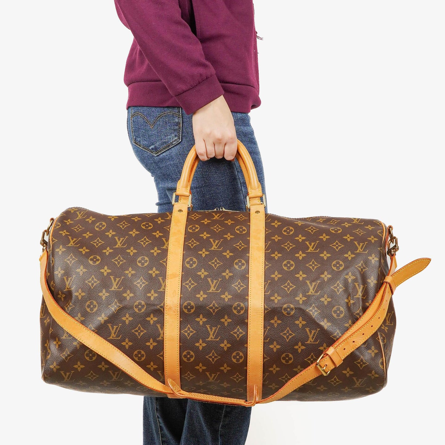 Louis Vuitton Keepall 55 Bandoulière Monogram Canvas Travel Bag