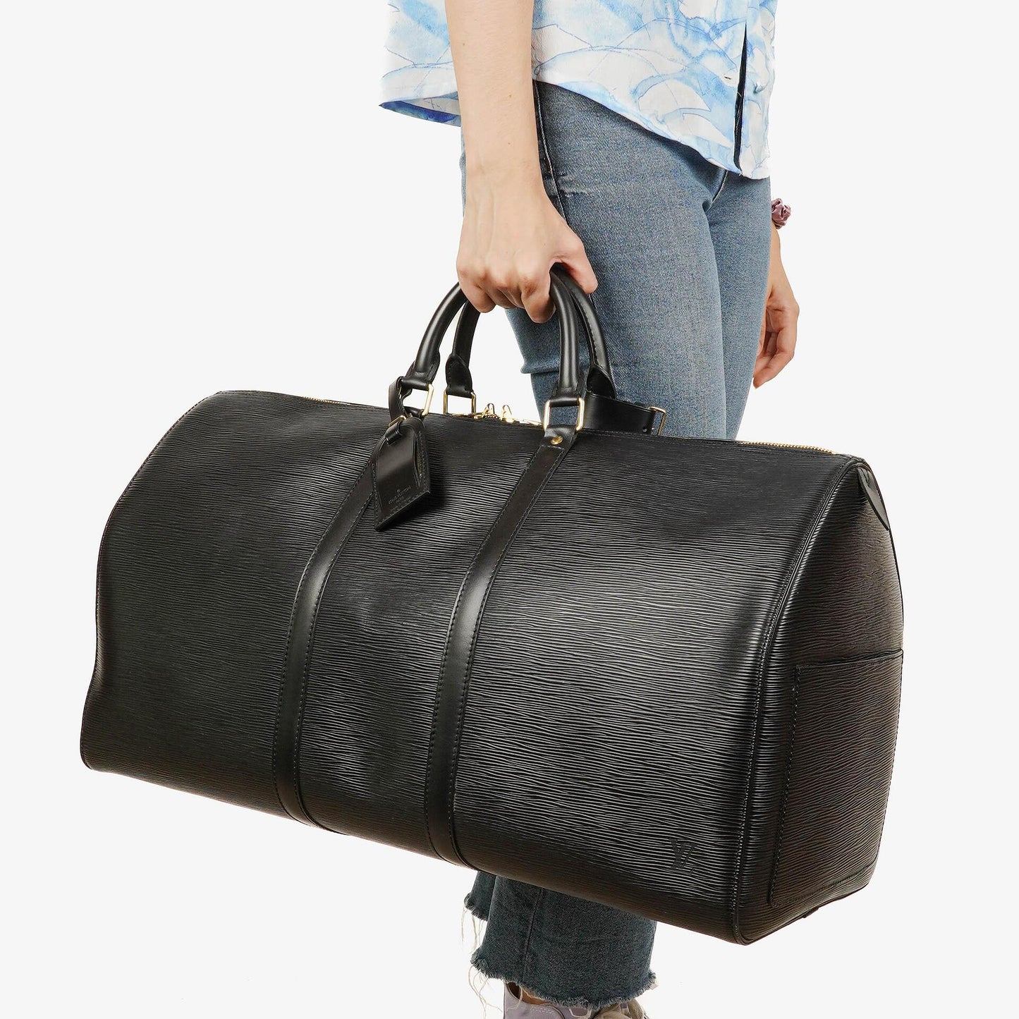 Louis Vuitton Keepall 55 Black EPI Leather Travel Bag