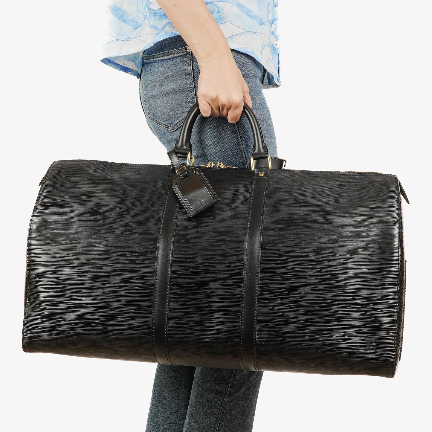 Louis Vuitton Keepall 55 Black EPI Leather Travel Bag
