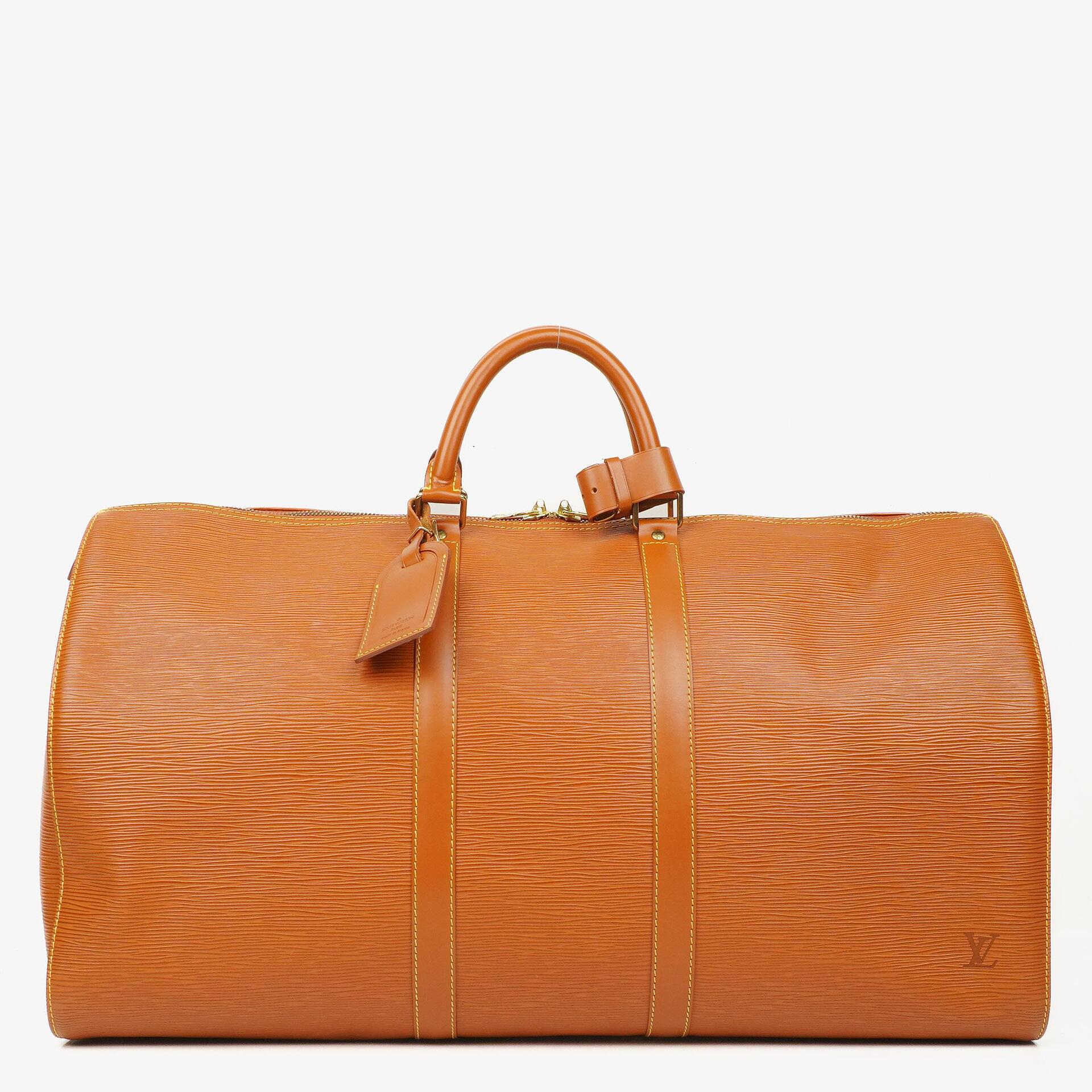 Louis Vuitton Keepall 55 Cognac EPI Leather Travel Bag