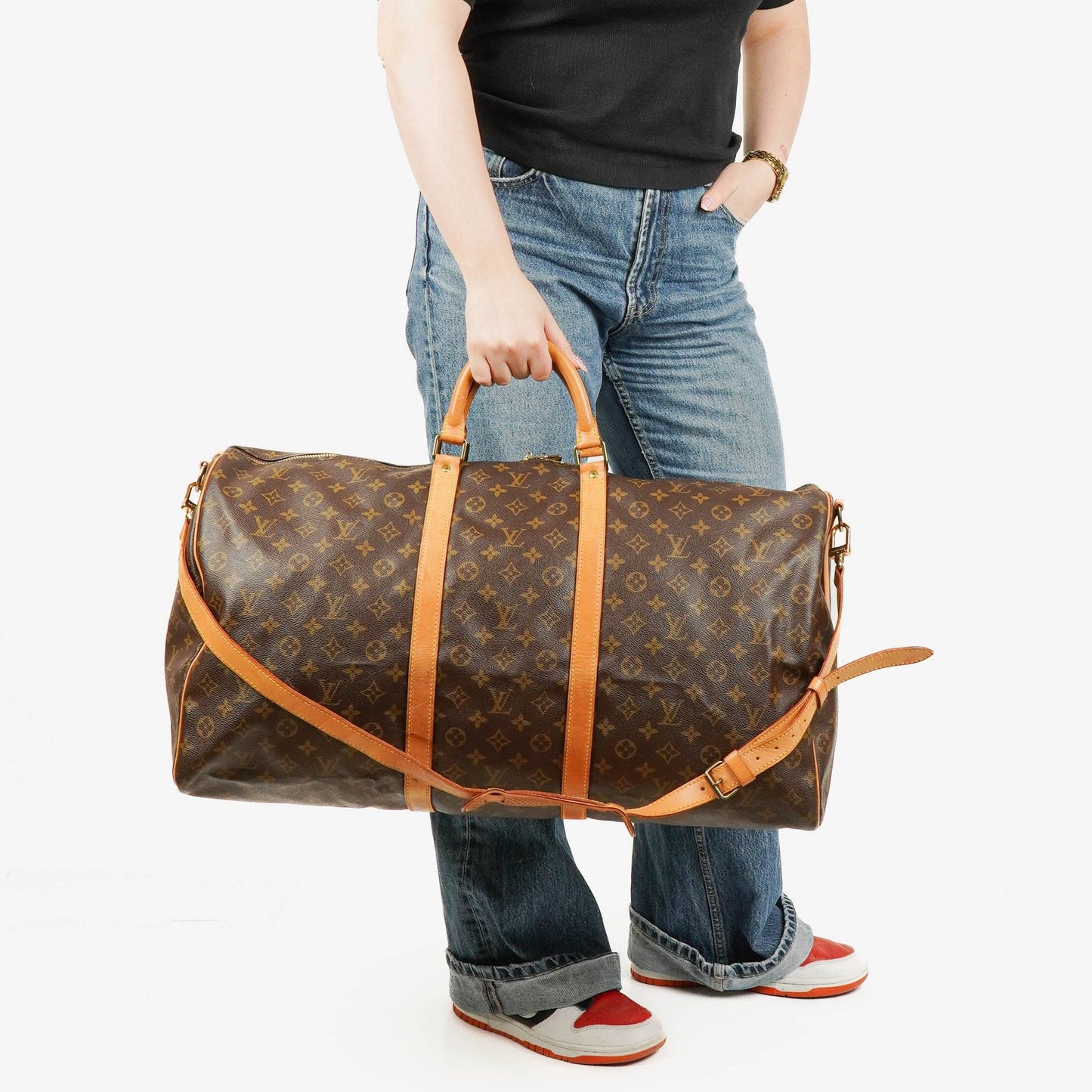Louis Vuitton Keepall 60 Bandoulière Monogram Canvas Travel Bag