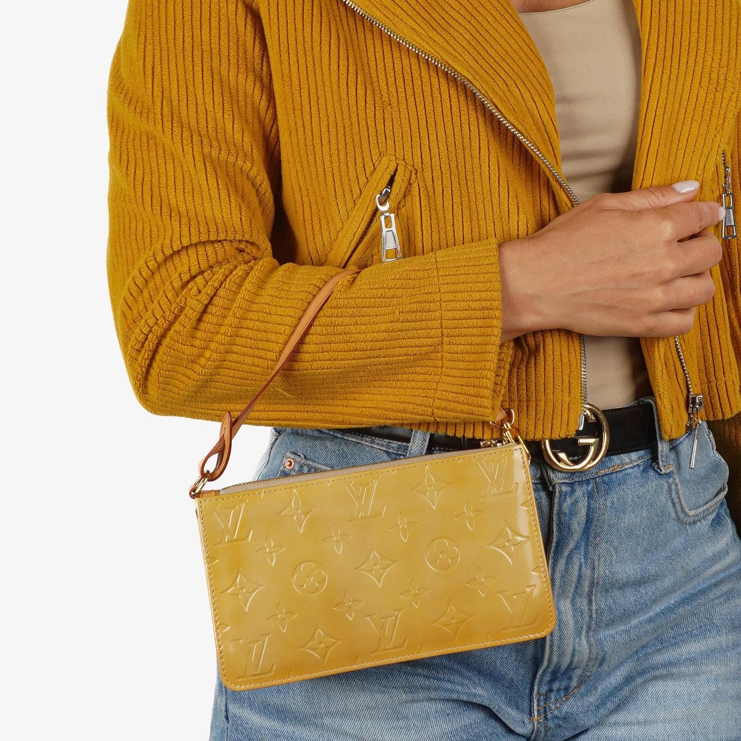 Louis Vuitton Lexington Yellow Monogram Vernis Clutch Handbag