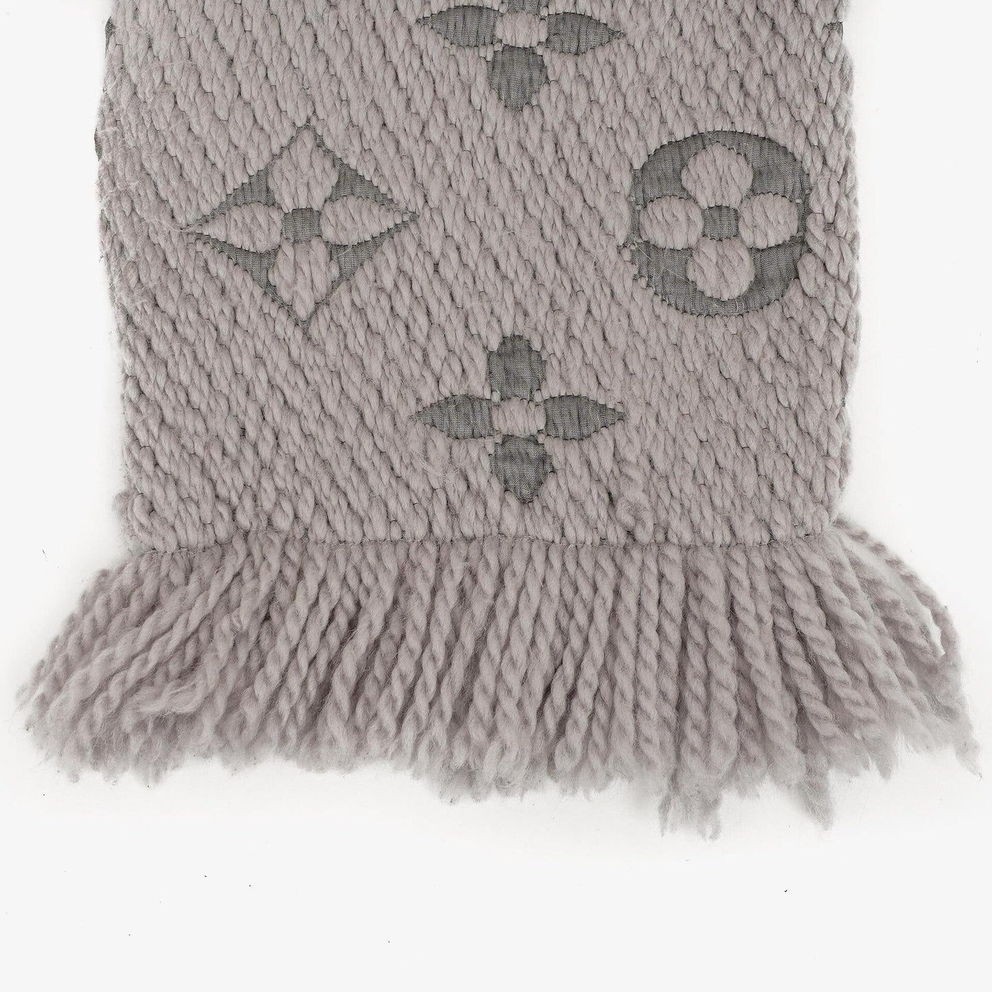Louis Vuitton Logomania Wool Silk Scarf Pearl Grey